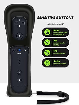 WDZP (Black*1) Remote Controller with Motion Plus for Wii/WII U, 2 in 1 Remote with Nunchuck Controller for Wii/WII U Console [nintendo_wii_u]