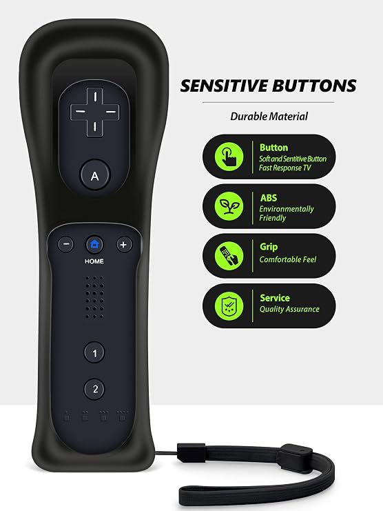 WDZP (Black*1) Remote Controller with Motion Plus for Wii/WII U, 2 in 1 Remote with Nunchuck Controller for Wii/WII U Console [nintendo_wii_u]