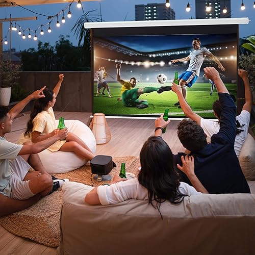 Miniatura 4 de YODOLLA Pantalla de proyector de 150 pulgadas motorizada 169, 4K HD, pantallas de proyección retráctiles retráctiles eléctricas automáticas para