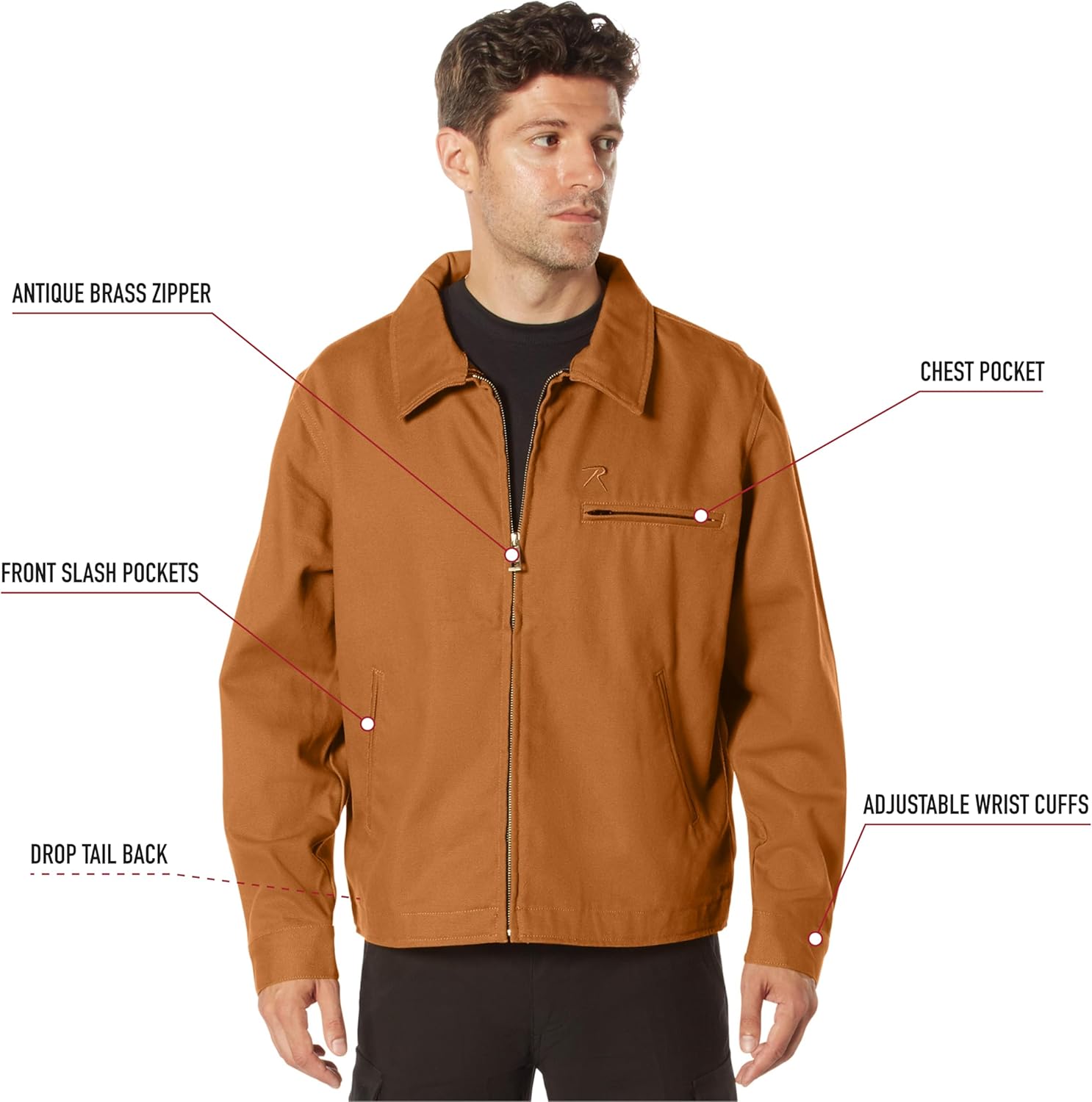 Rothco Lightweight Canvas Work Jacket – Rugged & Casual Long Sleeve Workwear Shirt Shacket
