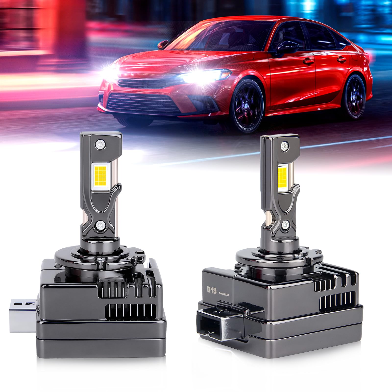 OPP ULITE D1S Led Headlight Bulbs, Upgraded Cooling, Canbus Error Free 100% Plug & Play Compatible with Original Ballast Replacement Bulb, 70W 10000LM 6500K Cool White, 2pc Pack