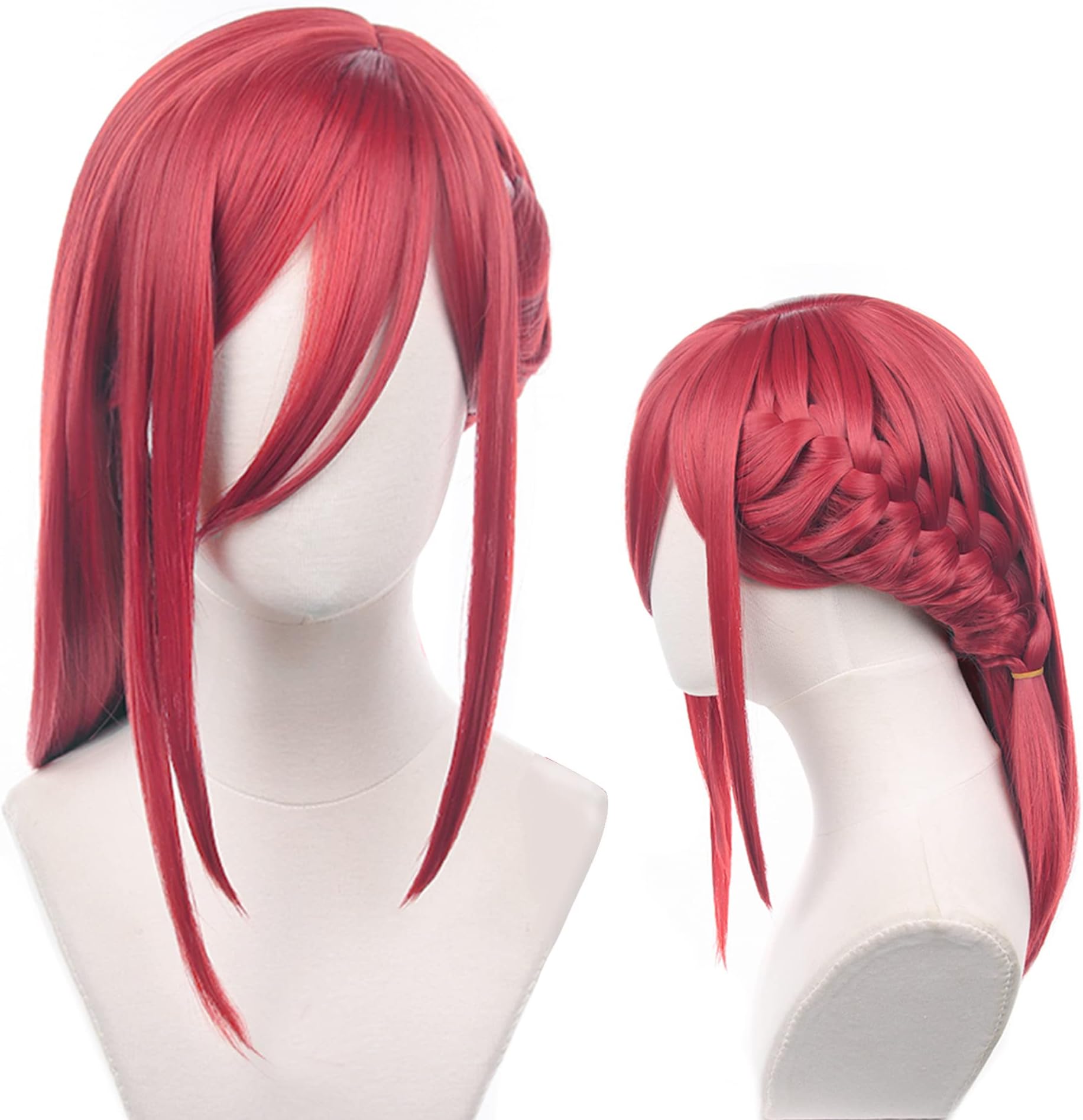 Anime Red Cosplay Wig Heat Resistant Synthetic Hair For Man Women Halloween Party with Cap