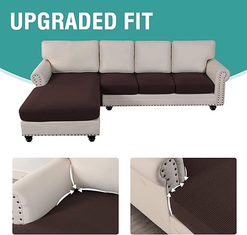 Miniatura 3 de Funda para sofá seccional, 4 piezas, funda para sofá seccional en forma de L, protector elástico de muebles para sofá seccional izquierdo o derecho