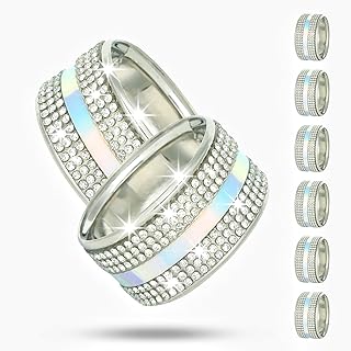 Gold Diamond Napkin Rings Set of 6,Bling Crystal Napkin Holder Glam Stainless Steel Framed Serviette Buckles for Christmas, Wedding, Party, Holiday, Banquet,Everyday Table Setting Decor (12, Silver)
