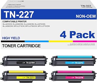 TN227 TN223 High Yield Toner Cartridge TN 227 Compatible for Brother TN-227 TN 223 for MFC-L3750CDW MFC-L3770CDW HL-L3290CDW HL-L3210CW HL-L3230CDW MFC-L3710CW Printer (4 Pack)