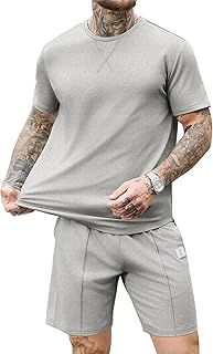 JEMLDL Men's Summer 2 Piece Outfits Lightweight Comfortable Home Short Sleeve Shirt & Shorts Casual Lounge Fashion Set