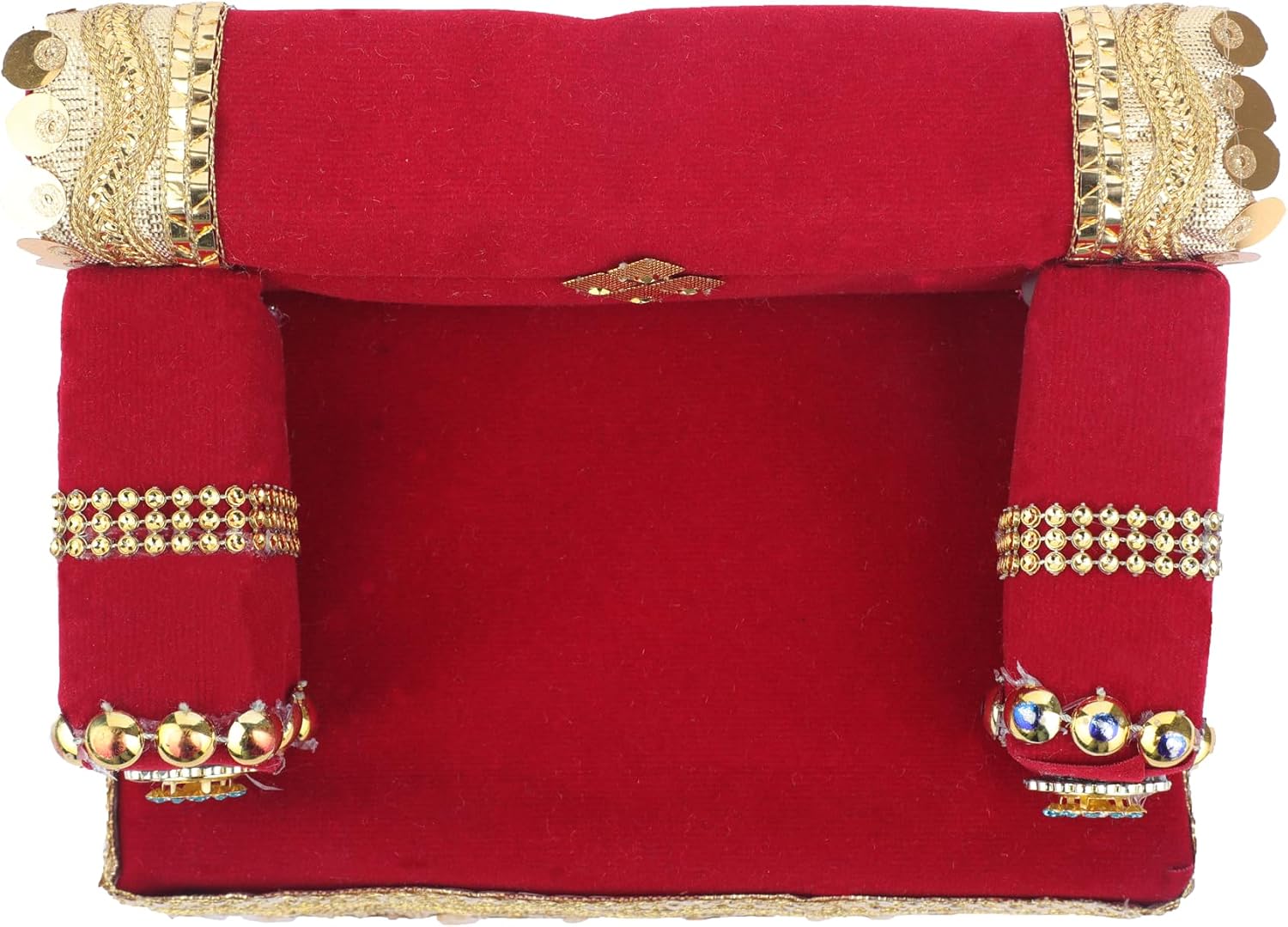 Decorative Laddu Gopal Singhasan for Bal gopal Laddu Gopal Ji Velvet Mattress Cushion Gadda Ladoo Gopal Dress Asan Set Indian Traditional Holi Festival Decorations (Size:-8"X5")(Marron)