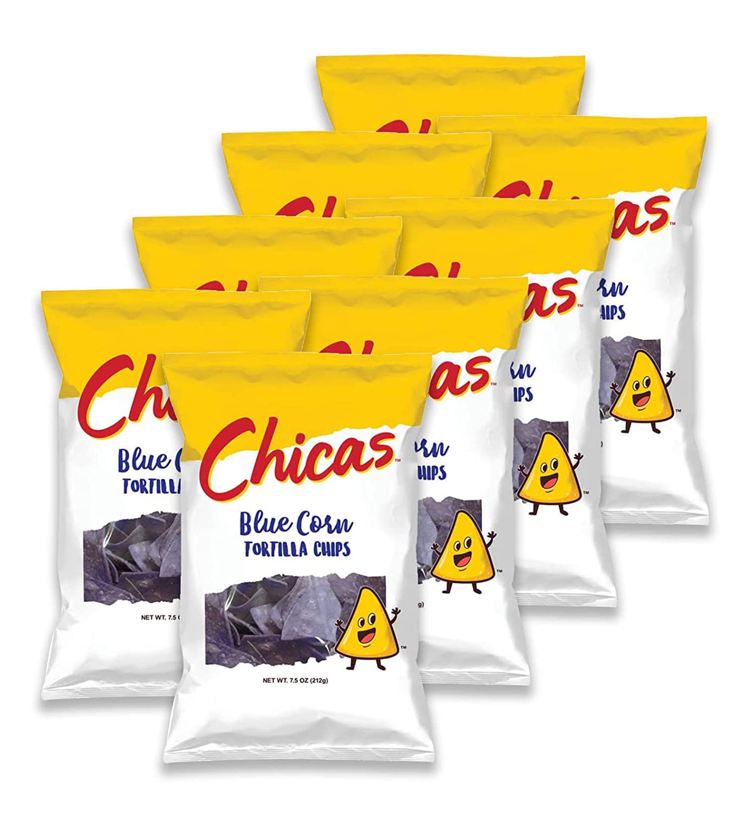 Chicas Tortilla Chips, Blue Corn Tortilla Chips, Lightly Seasoned with Sea Salt, Gluten Free, Vegan & Non-GMO, For Dips, Spreads & More, 7.5-Ounce Bag (Pack of 8)