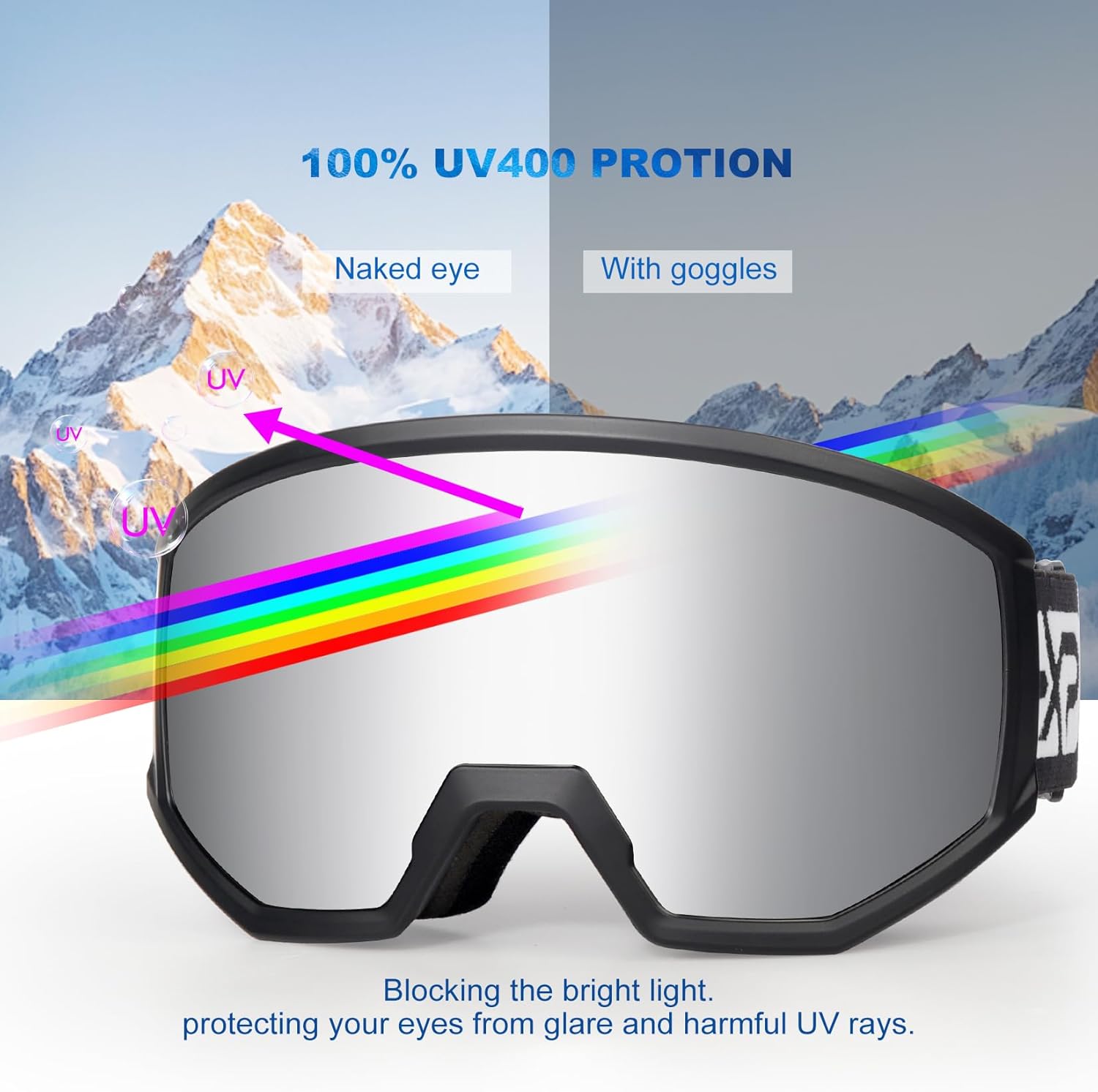 EXP VISION Ski/Snowboard Goggles, Anti-Fog Snow Goggles for Men & Women - Perfect for Skiing, Snowboarding & Winter Sports - Image 3