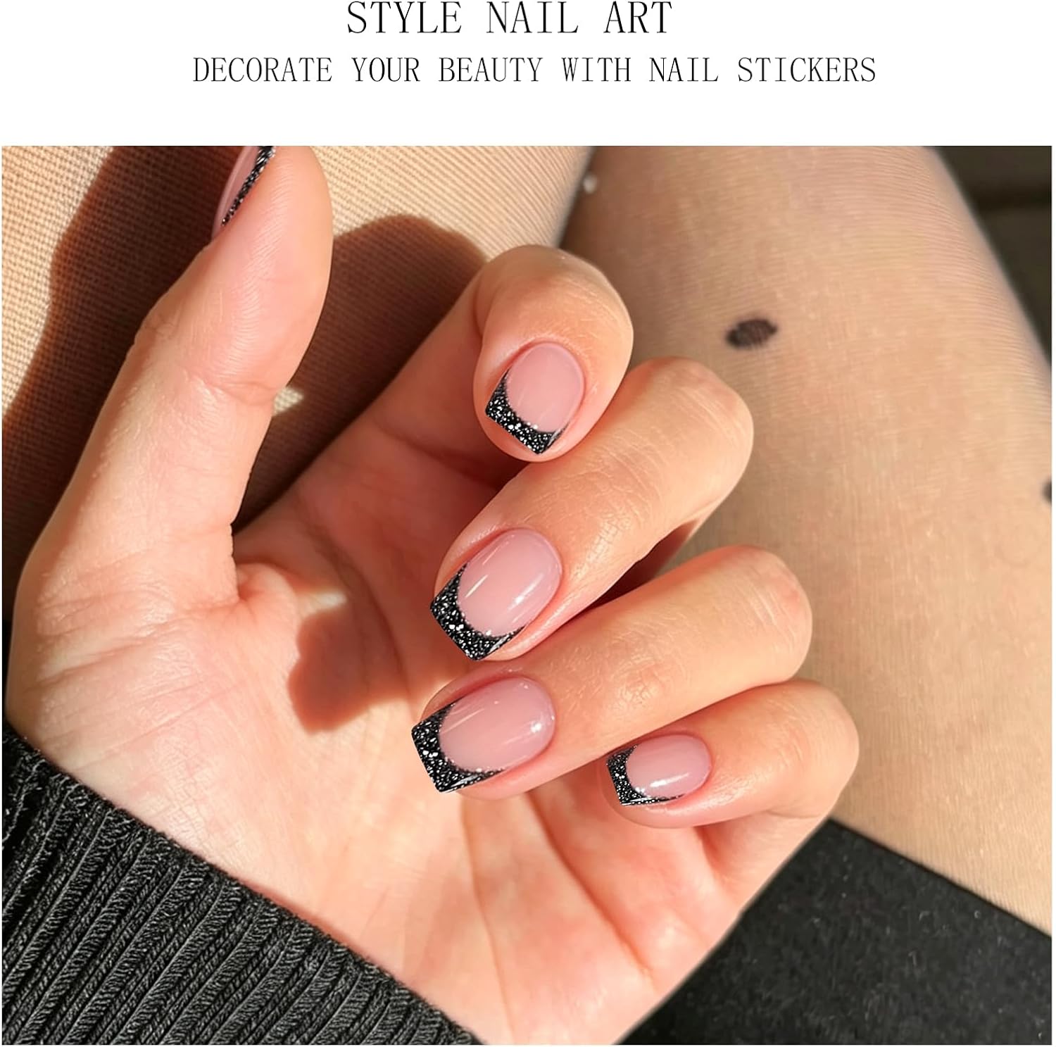 JMEOWIO Semi Cured Gel Strips Nail Art Sticker Wrap Glitter