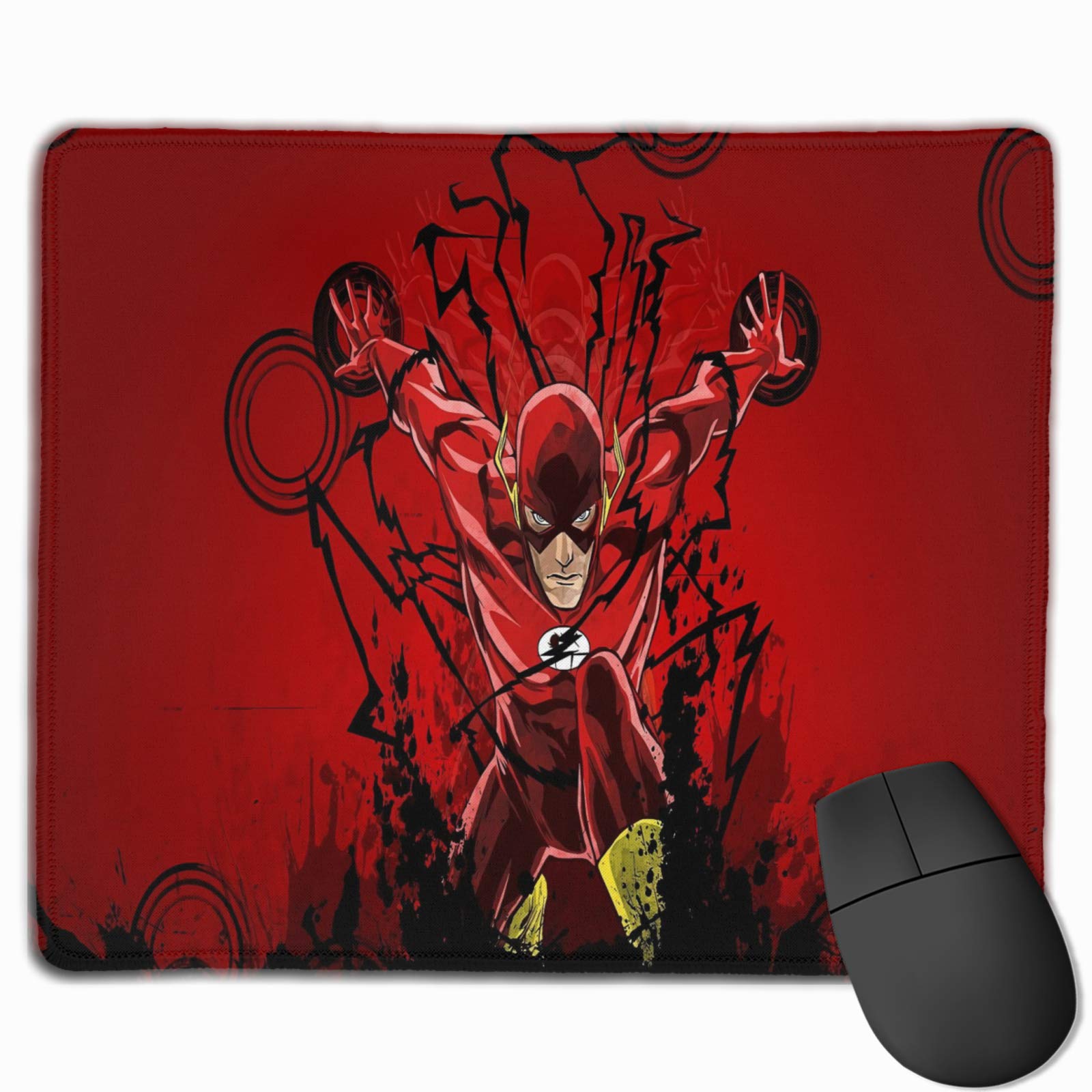 Justi-ce-L-eague Mouse Pad The Flash with Anti-Skid Rubber Base & Stitched Anti-Fray Edges,Waterproof Office Mouse pad for Computers Laptop，Rectangular Mouse pad for Games(12.01 X 9.84 X 0.2 Inch)