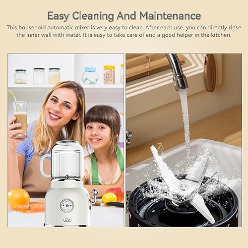 Miniatura 4 de Plplaaoo Mini licuadora retro para batidos y batidos, mezcladora de jugo personal portátil, licuadora eléctrica de encimera con cuchillas de acero