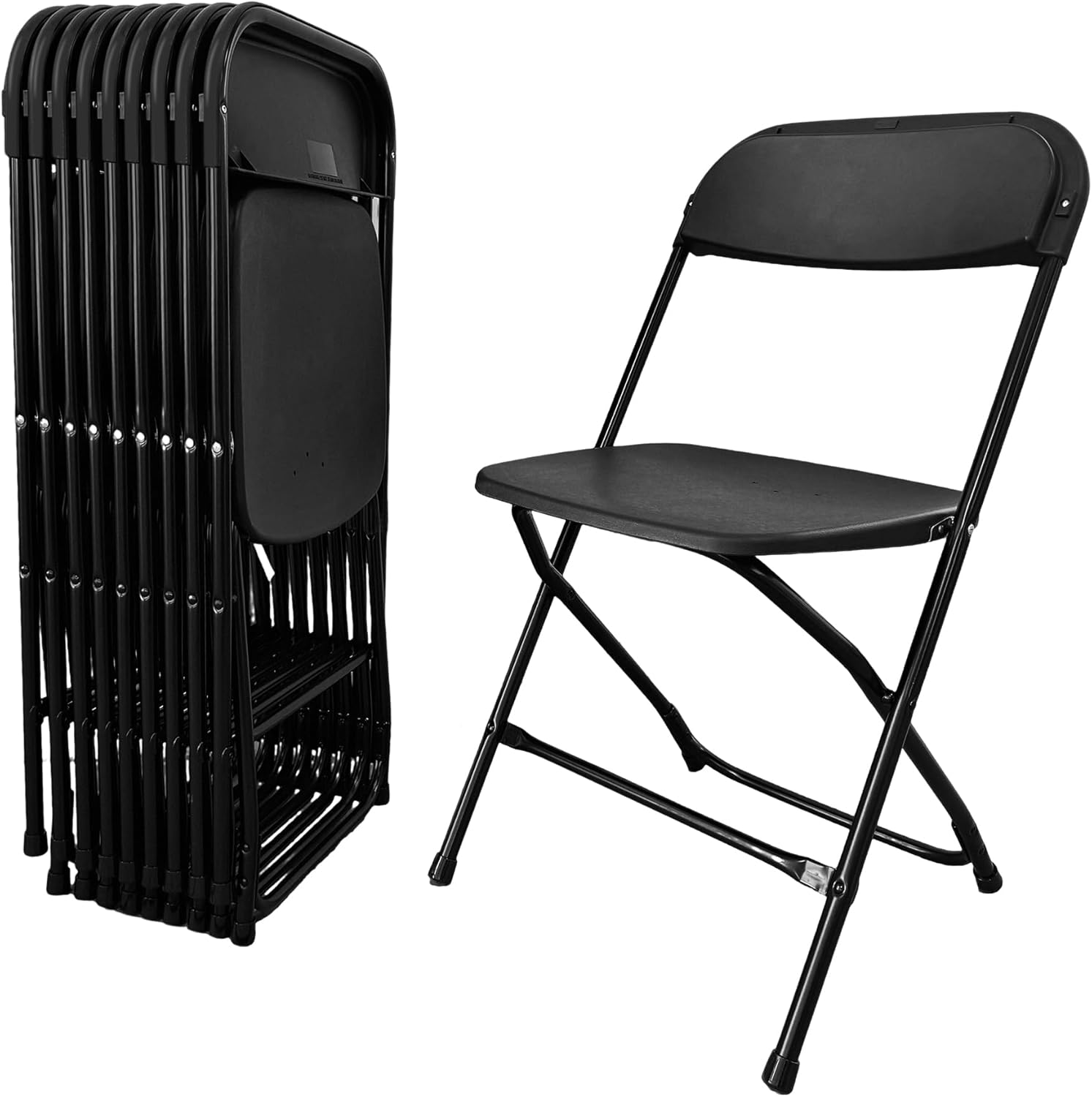 Black Folding Chairs 10-Pack,Portable Events Chairs, Plastic Folding Chair, Stylish 650 lb Capacity for Party, School and Church (Black-Classic-10Pack, Black)