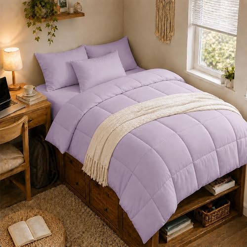 Anluoer Twin Comforter Set, 5 Piece Bed in a Bag Twin Bedding Sets
