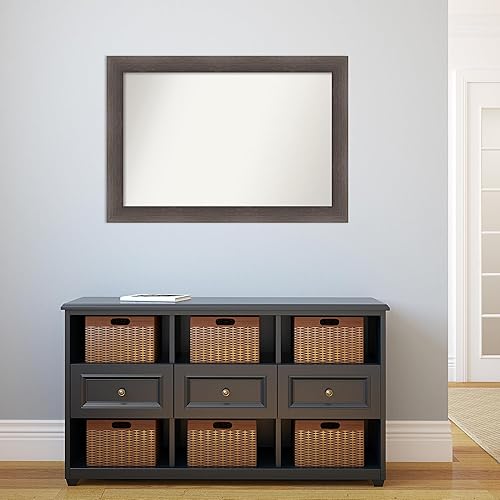 Miniatura 5 de Amanti Art Espejo de baño marrón para sobre el fregadero, 27 x 39 pulgadas, espejo rectangular de madera dura, color chocolate, marco de madera