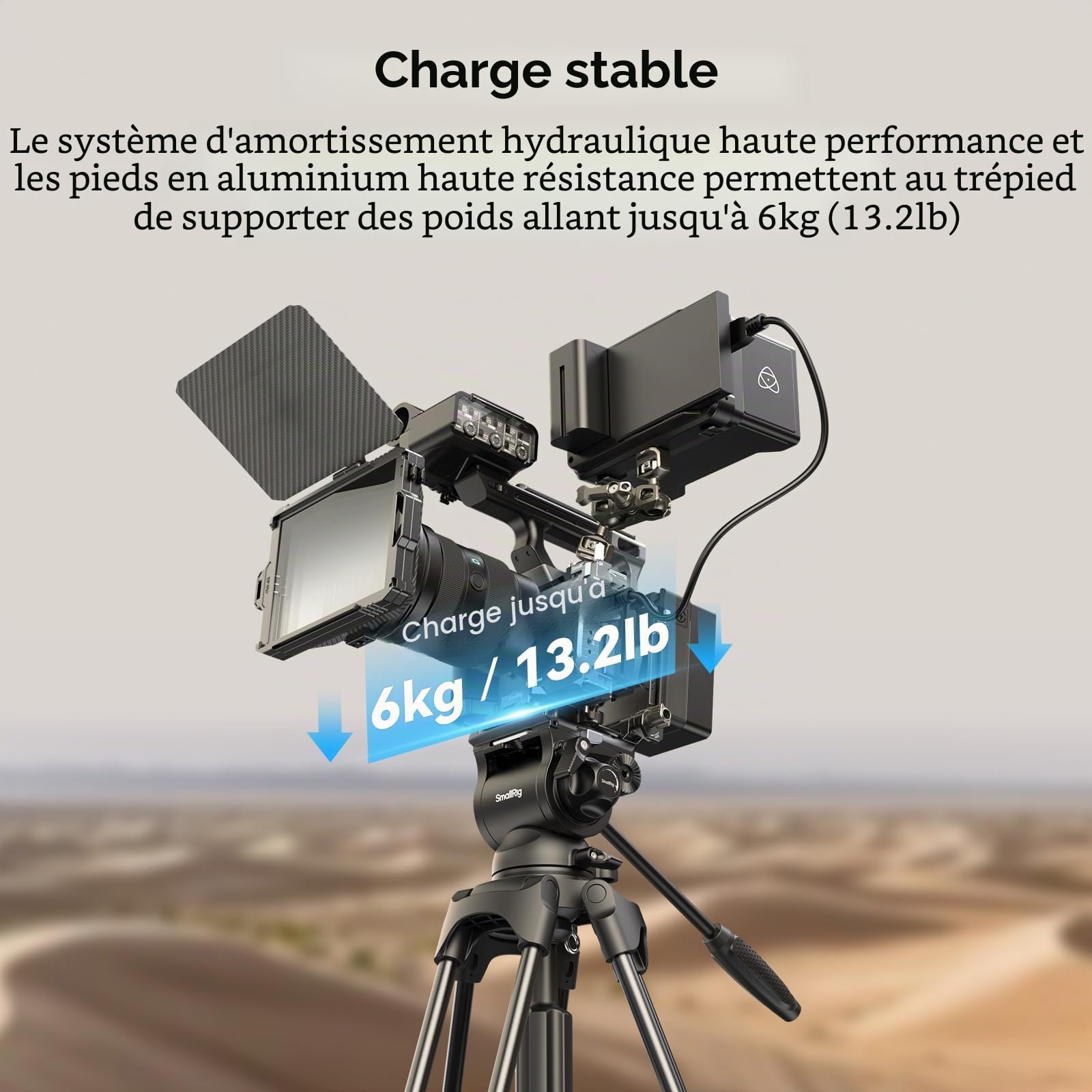 SMALLRIG Trépied Vidéo AD-01S, Robuste de 74 in avec Tête Fluide Panoramique et Inclinable, Plaque de dégagement Rapide à 2 Mode, Charge à 13,2 LB / 6 kg pour DSLR, Caméscope, appareils Photo - 4686