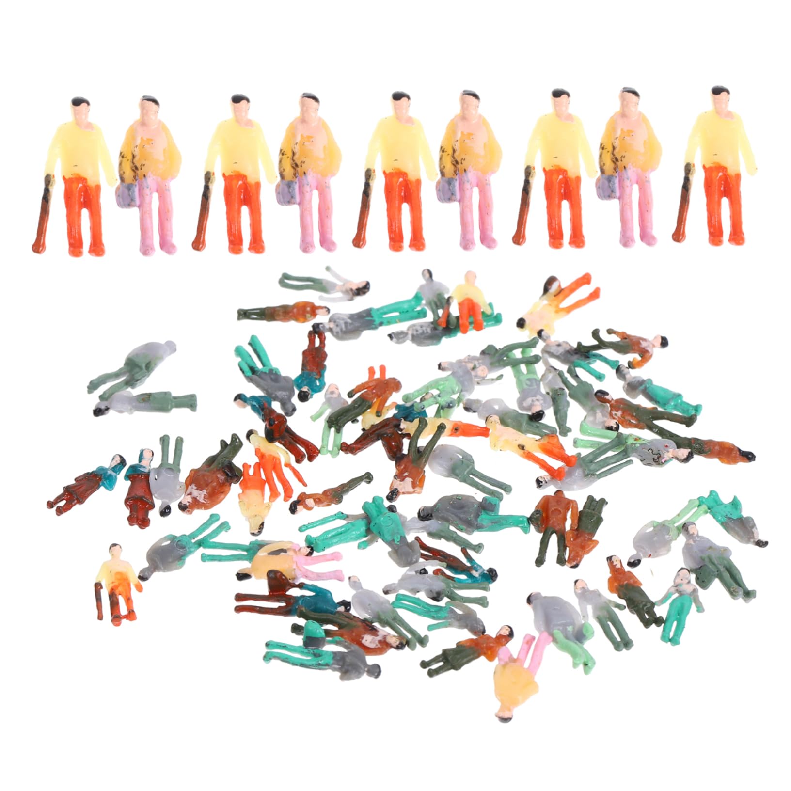 CIMAXIC 100pcs Painted Moulds People Figures n Scale 1:150 Random Style Mini Figures for Layout Landscape Models