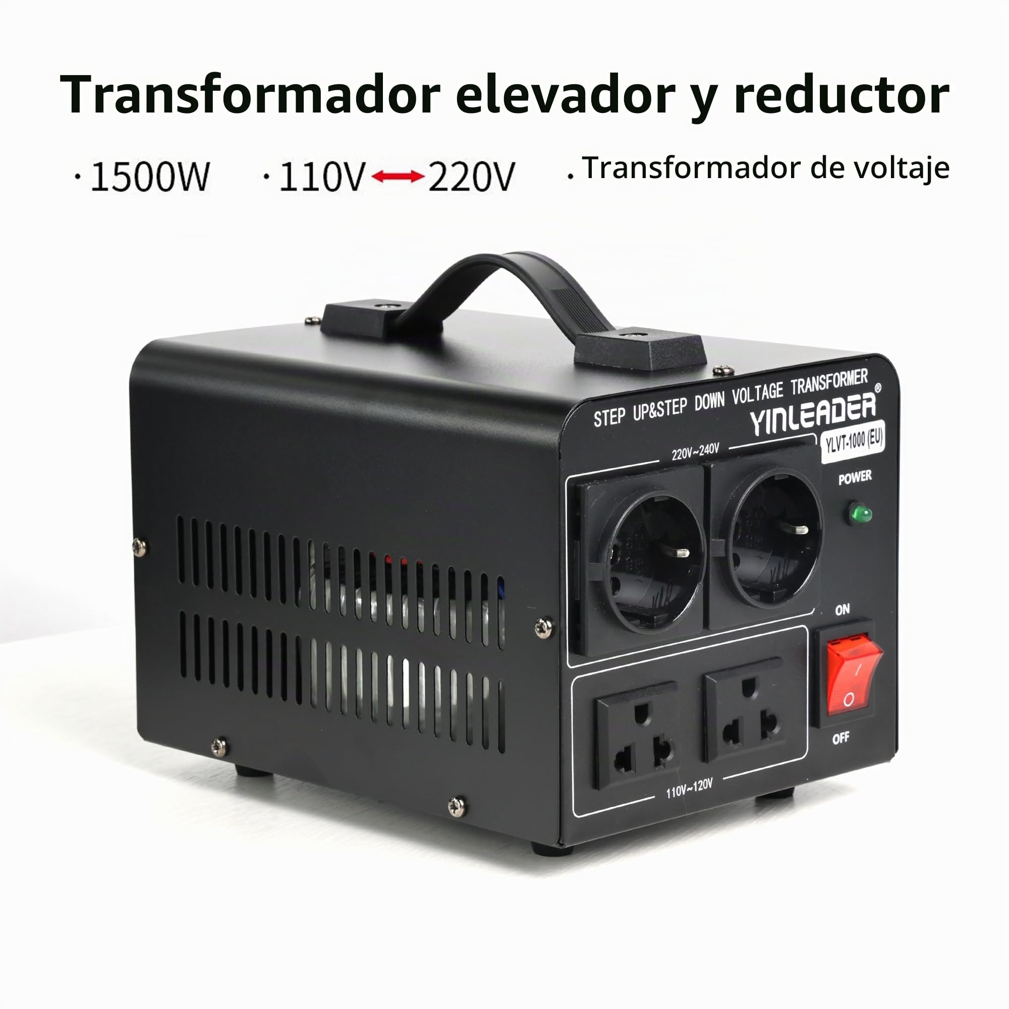 Yinleader 1000W - Transformador Elevador/Reductor de Voltaje de 1000 Vatios EE.UU. - Convertidor de Energía de 220 Voltios - 220V / 110V 1000W Estabilizador de voltaje automático