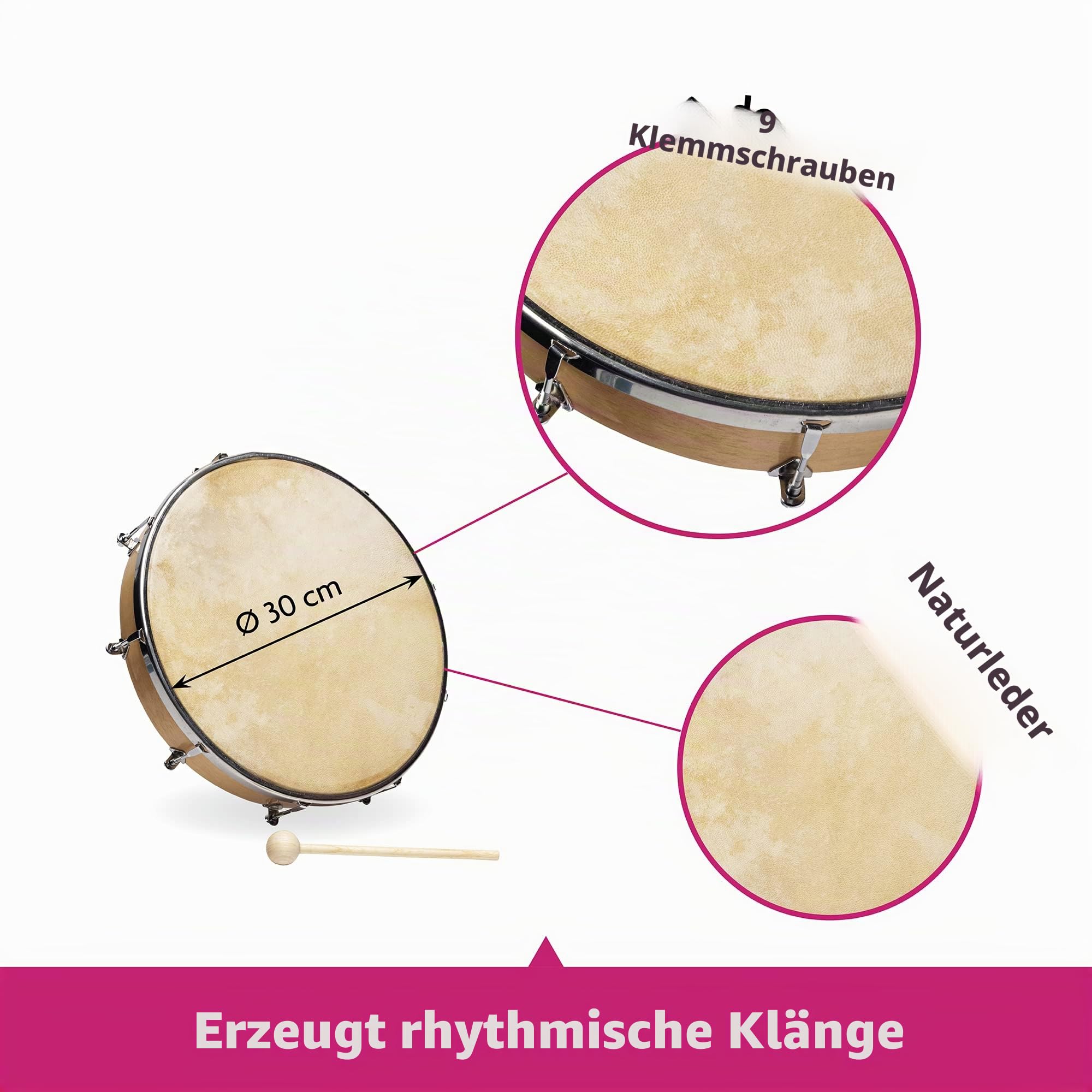 FUZEAU 578 Natural Skin Tamburin 30 cm