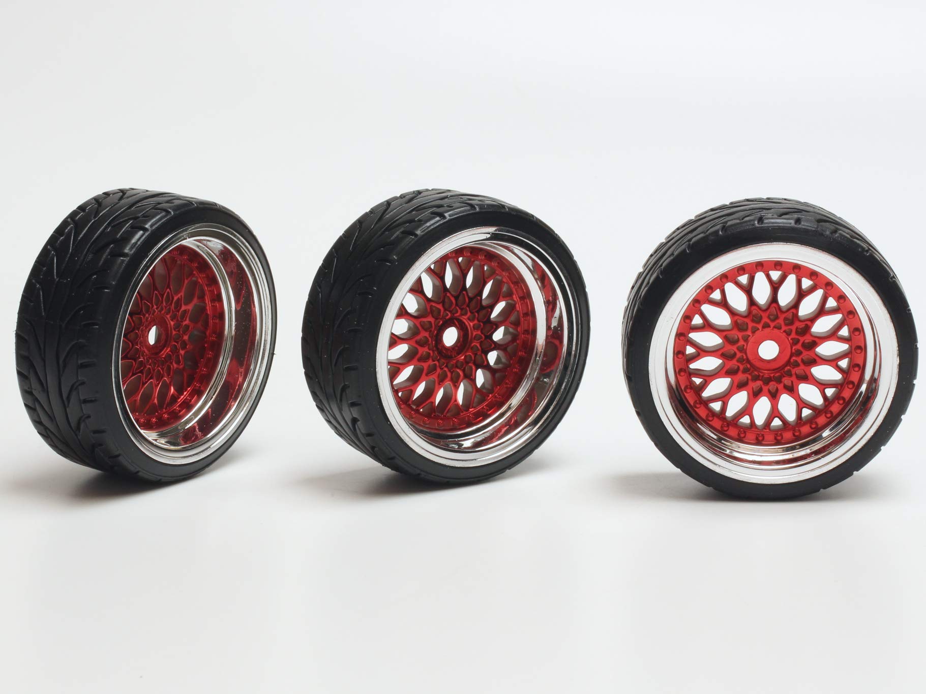 Amazon | 1/10ドリフトカー用 ハードタイヤ組込み済み レッドメッシュ