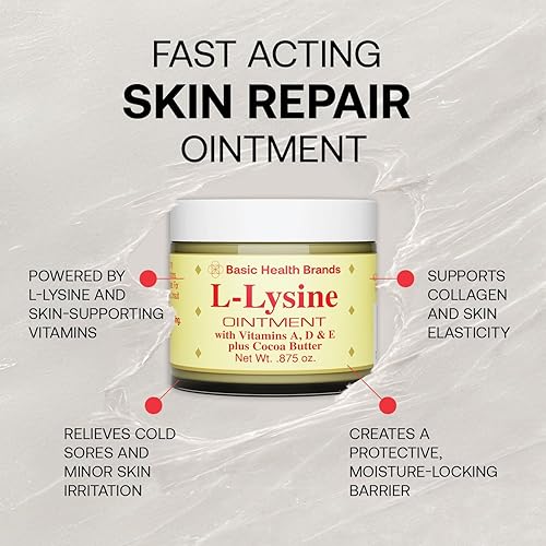 Miniatura 3 de Basic Brands - Ungüento de L-lisina - 0.875 oz - Tratamiento de lisina para herpes labial y alivio de ampollas - Alivia los labios agrietados y la