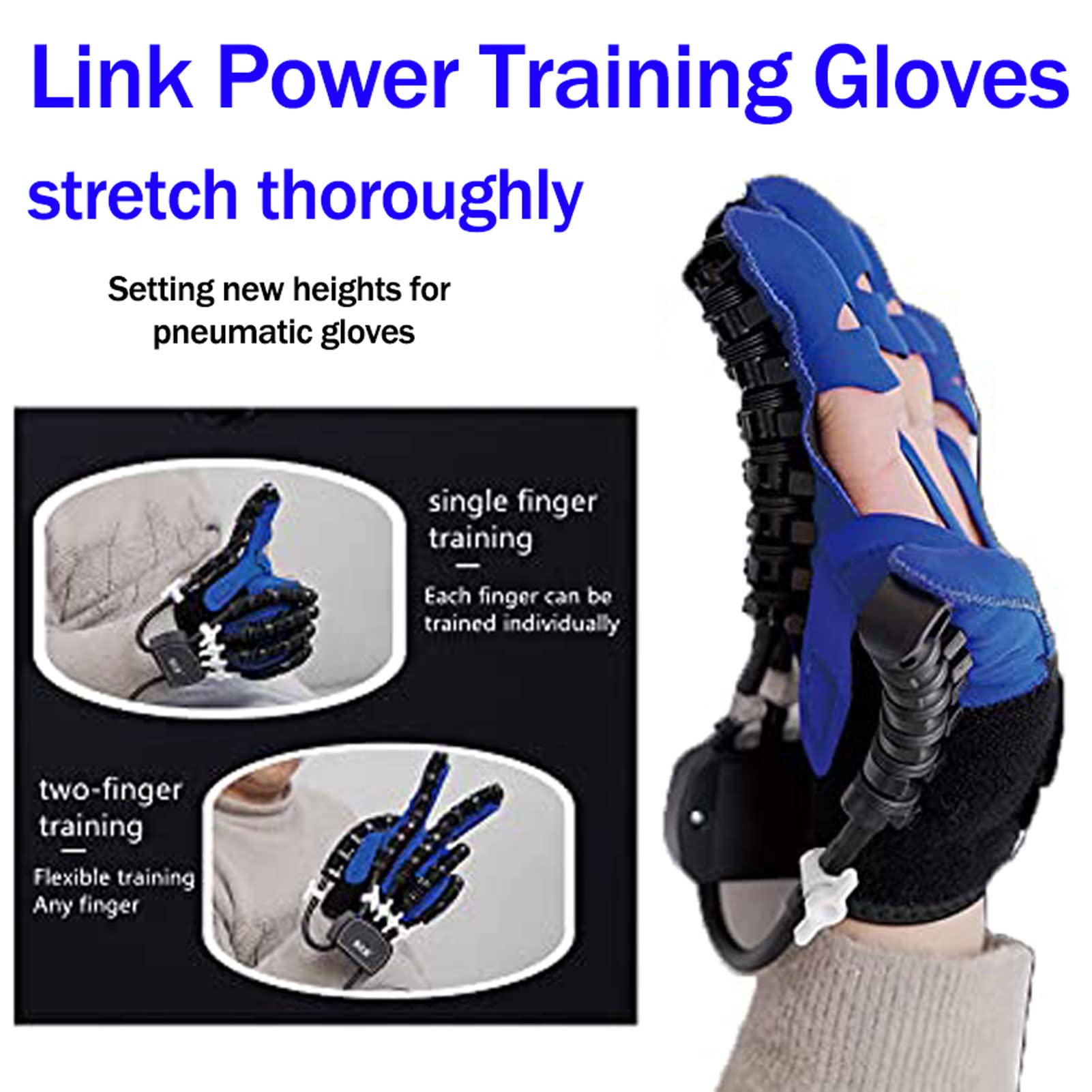 Guantes De Robot De Rehabilitación, Entrenamiento de Dedos Férula de Mano, Ortesis de Dedo para Funcional Disfunción de Mano de Pacientes con Hemiplejia por Ictus(Size:Derecha-L)