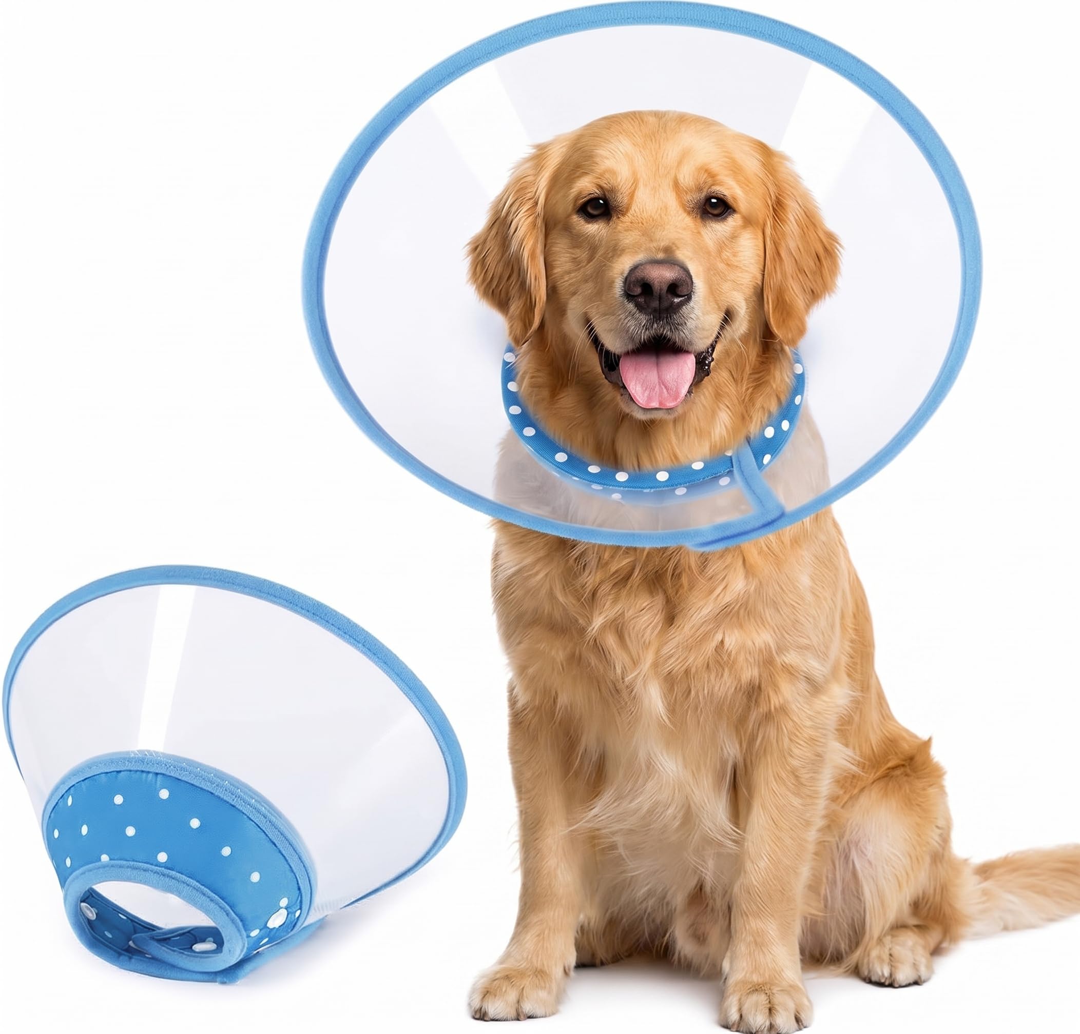 Dog Cone Collar to Stop Licking with Soft Liner, Comfortable Elizabethan Recovery Collar for Small, Medium and Large Dogs After Surgery, Pet Neck and Head Cone Alternative
