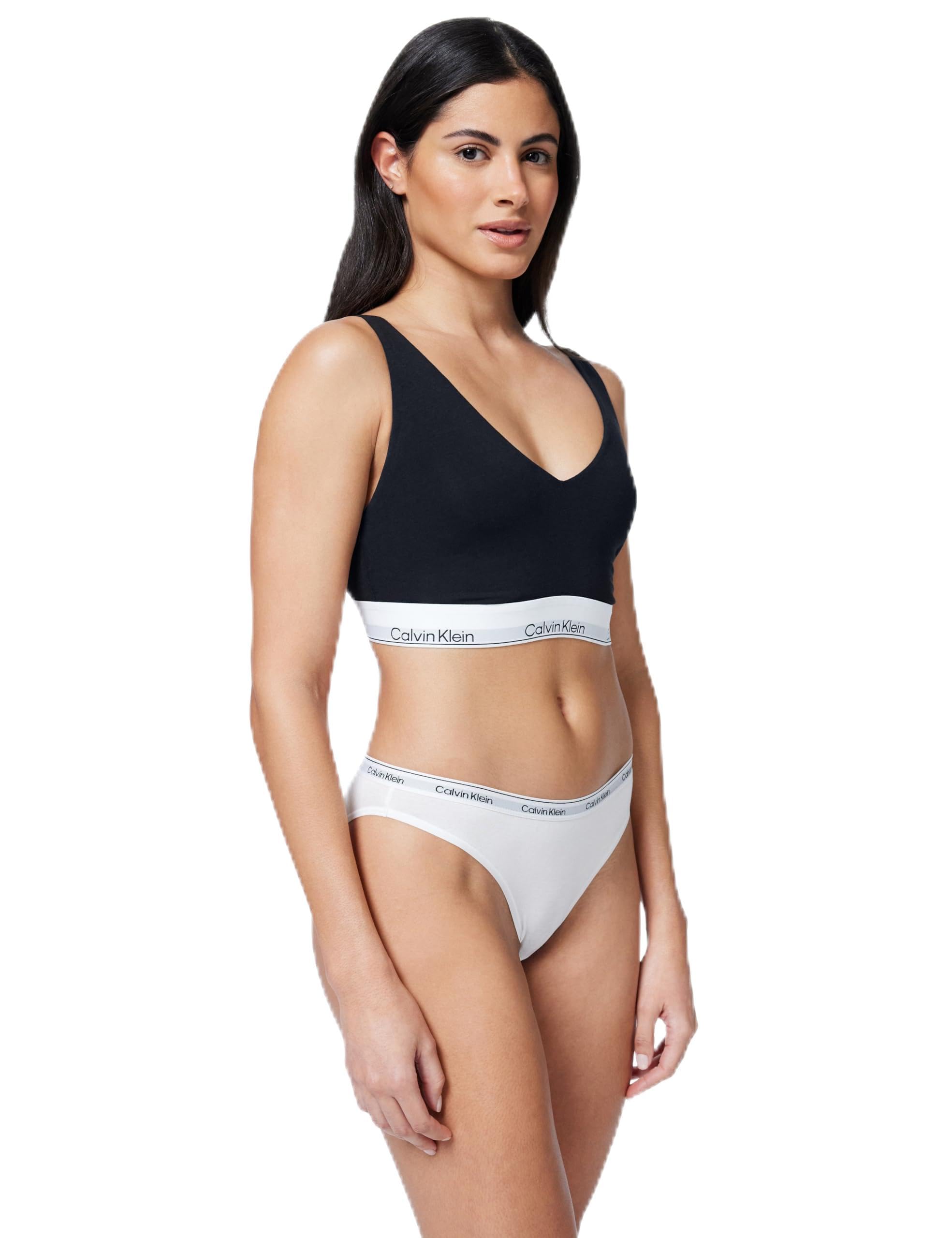 Calvin Klein Women's Full Cup Unlined Traingle (Scoop LV00QF8583 Triangle, Black (Black), M