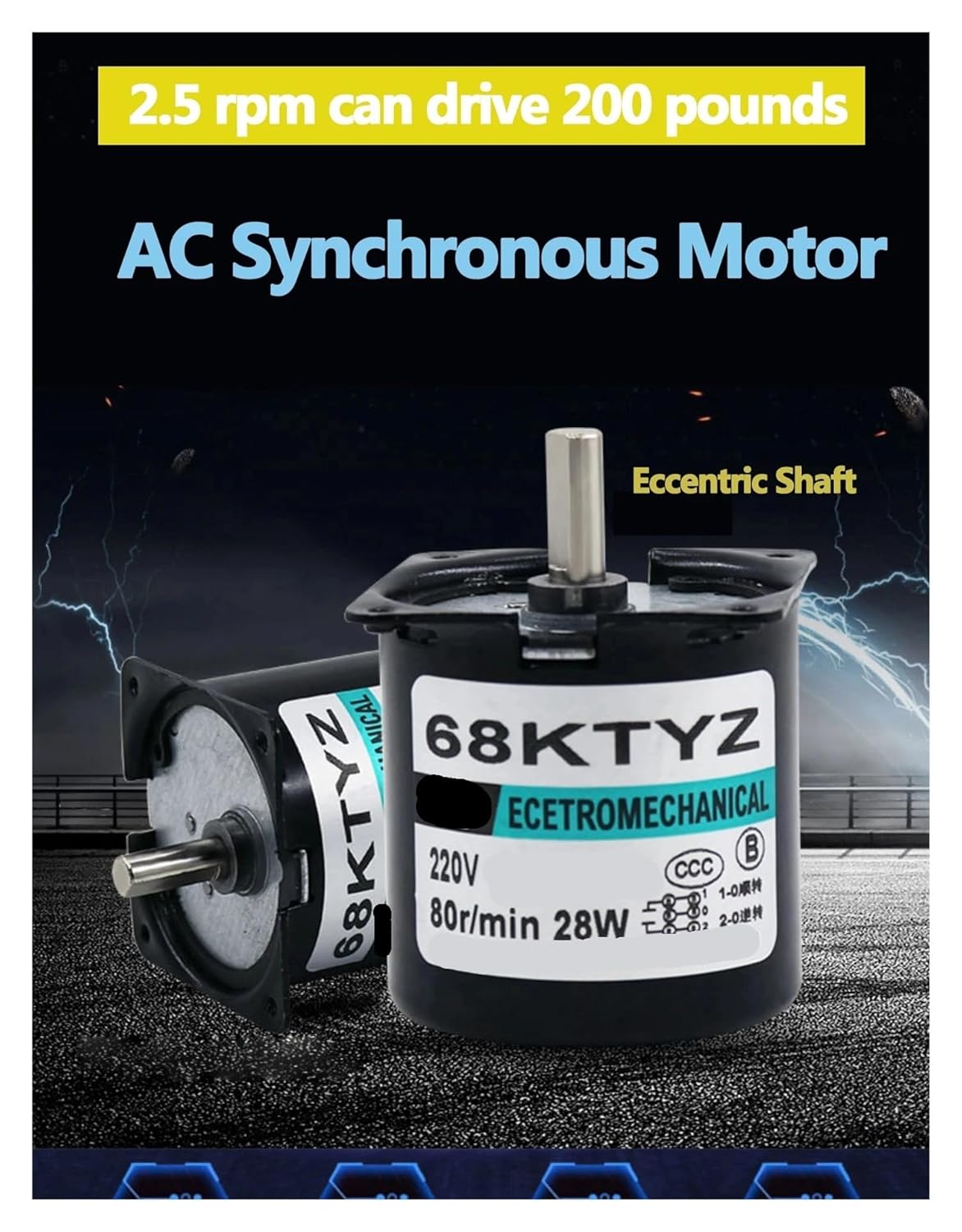 68KTYZ Eccentric Shaft Permanent Magnet Motor with Bracket Synchronous AC Motor 220V 28W Can CW CCW