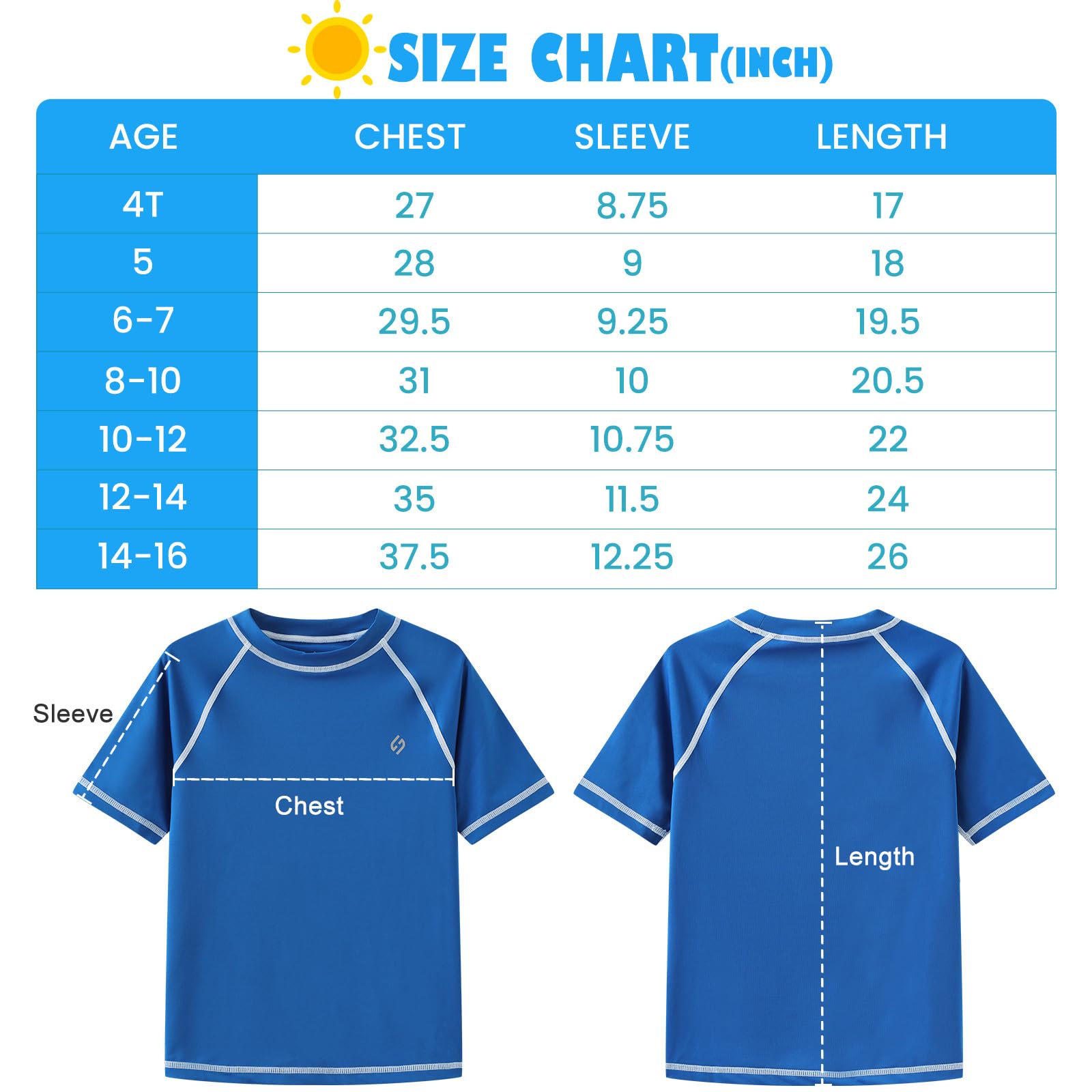 HODOSPORTS Maglietta UV da ragazzo UPF 50+, a maniche corte, da nuoto, per bambini, rashguard, Rash Guard
