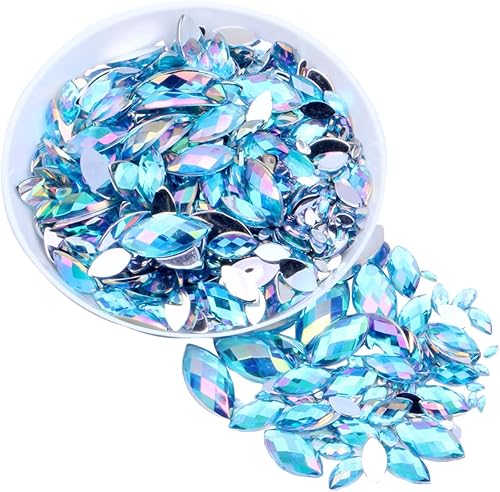 RANXIZY 600 diamantes de imitación de gota de agua, diamantes de imitación de resina de varios tamaños con parte trasera plana para manualidades,