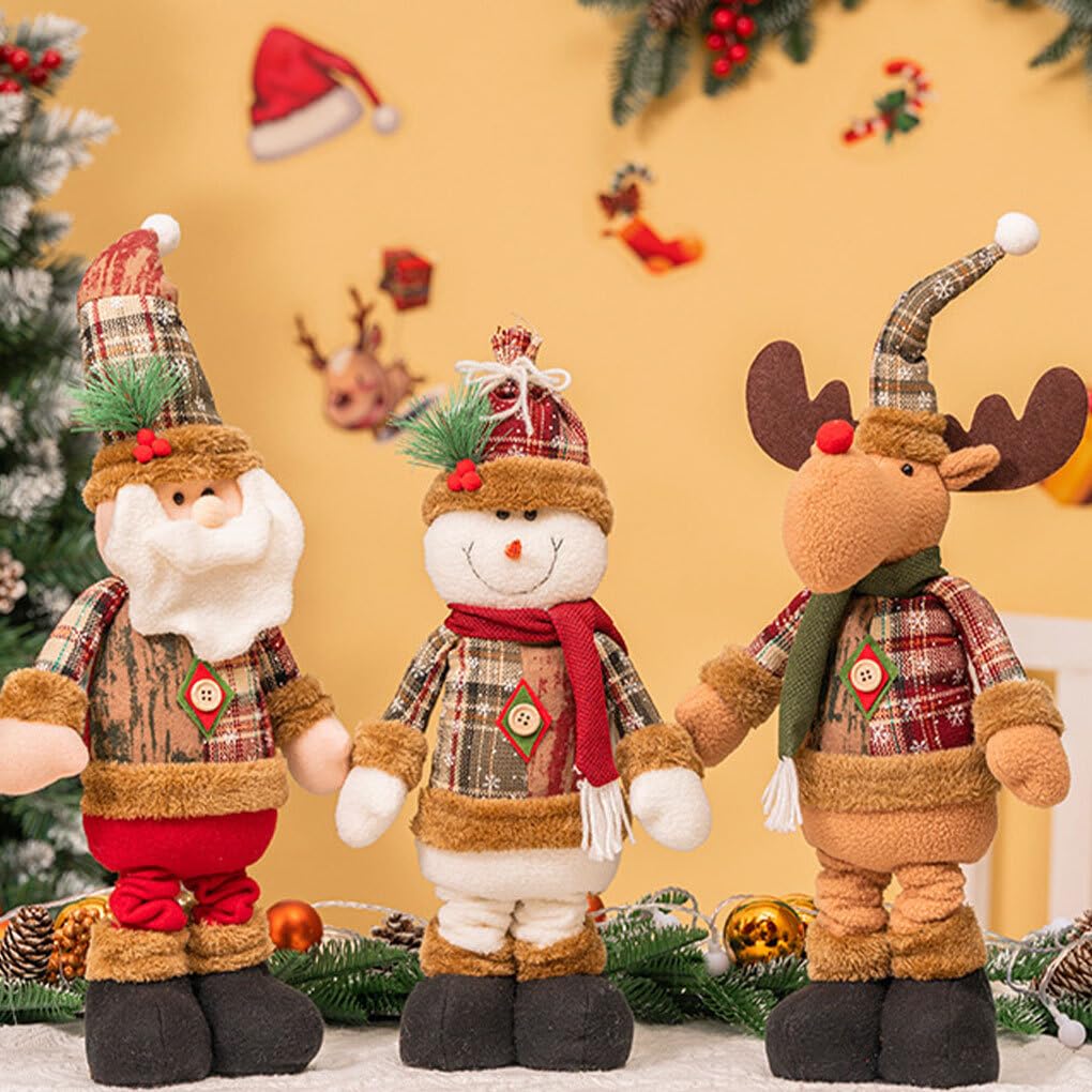 Muñecos de Peluche navideños para decoración Festiva del hogar, Franela de Oficina, Decoraciones navideñas Hechas a Mano, muñecos de pie Redondos, muñeco de Nieve de Navidad