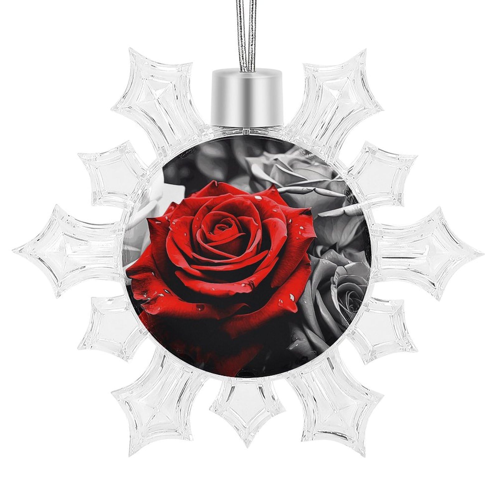 Flocon de neige pour décoration de Noël et mariage pendentif floral roses rouges et noires