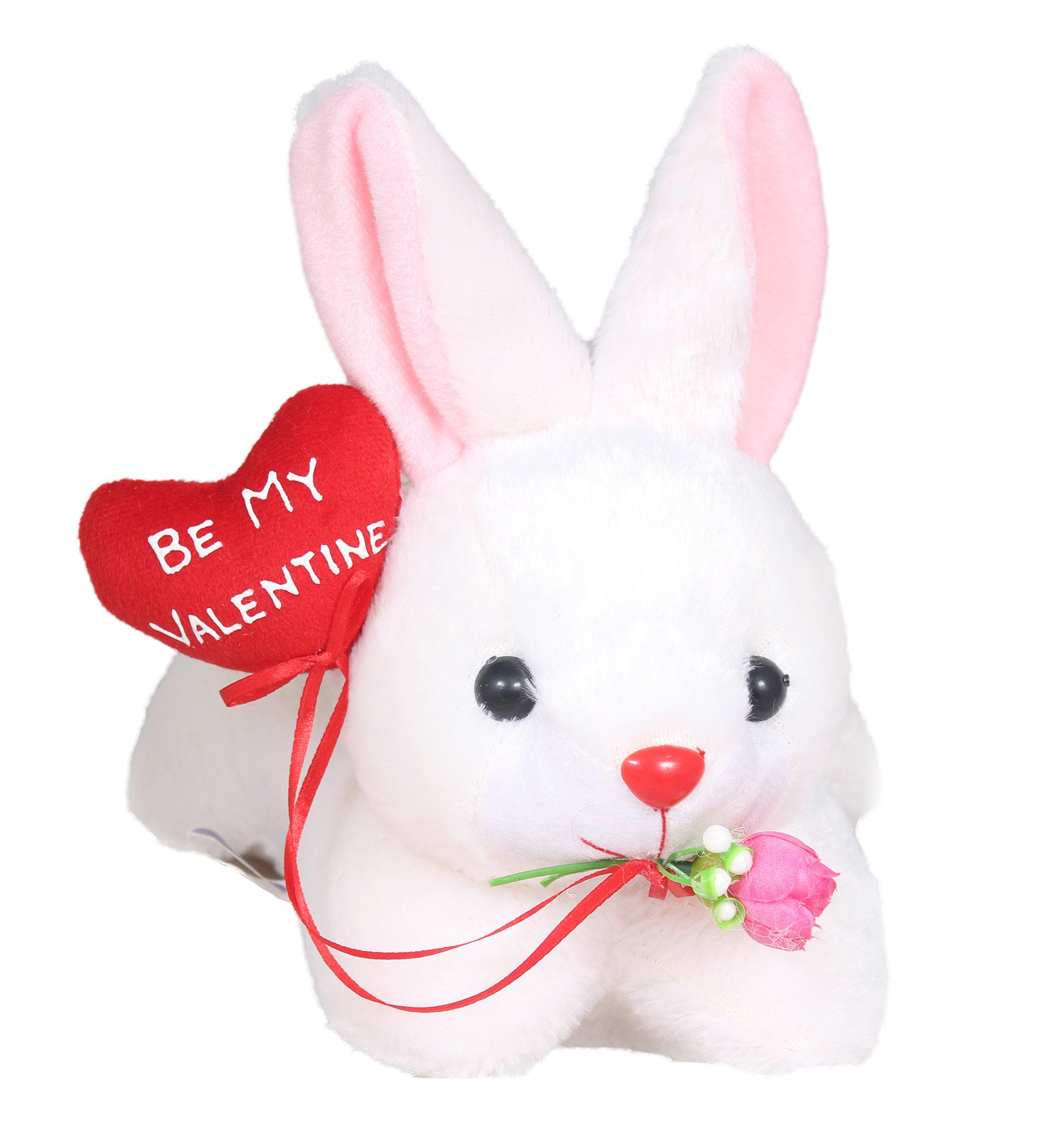 Loving Rabbit Animals & Figures with Be My Valentine Balloons (White_26 cm)