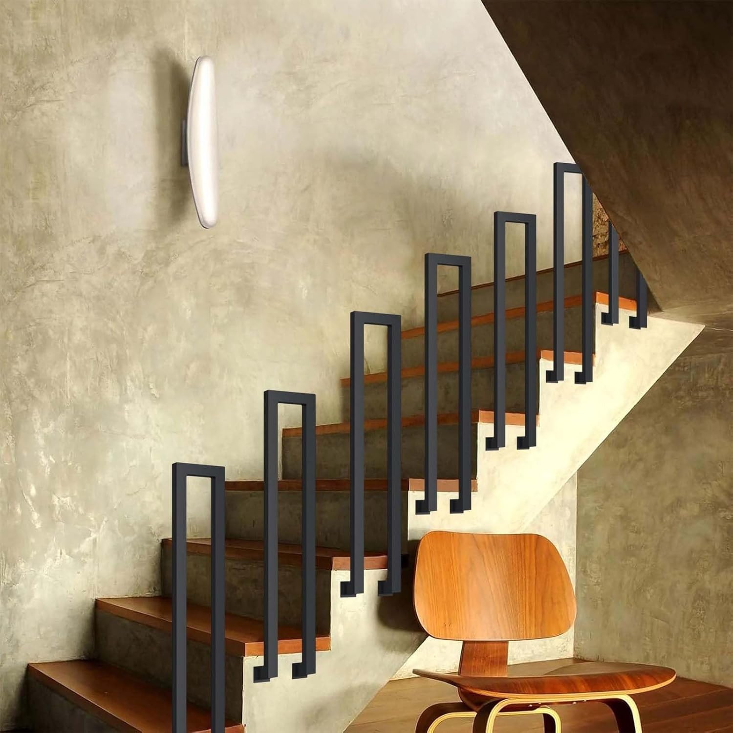 Staircase Handrails for Indoor Stairs, Industrial Retro Iron Hand Rail Guardrail Fencing Railings for Garden Loft Corridor Villa Hotel Balconies Safety Grab Bar, 35-100cm Height(3.3 FT)