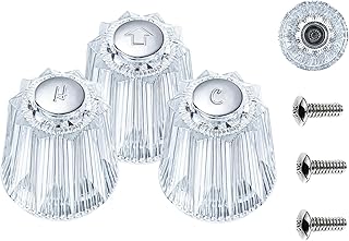Shower Knobs 3 Piece Replacement Compatible with Price Pfister Windsor Tub and Shower Faucets, Shower Faucet Handle Replacement, 3 Piece Set of Hot, Cold, Diverter, Clear Acrylic