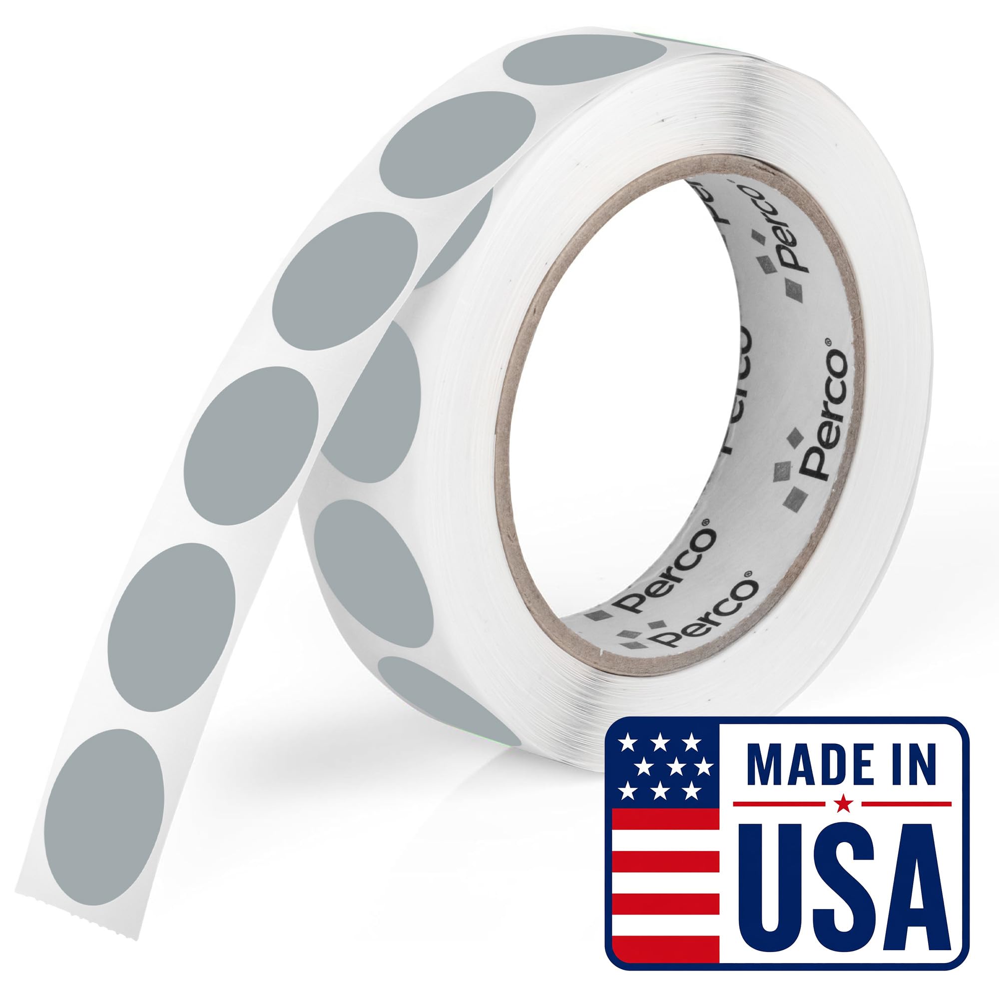 Perco Grey Round Circle Dot Sticker 1-Inch Labels with Perforation for Easy Tear-Off, 1,000 Stickers per Roll—Subtle Labels for Secondary Categories &amp; Low Priority Items, Strong Adhesive - Made in USA