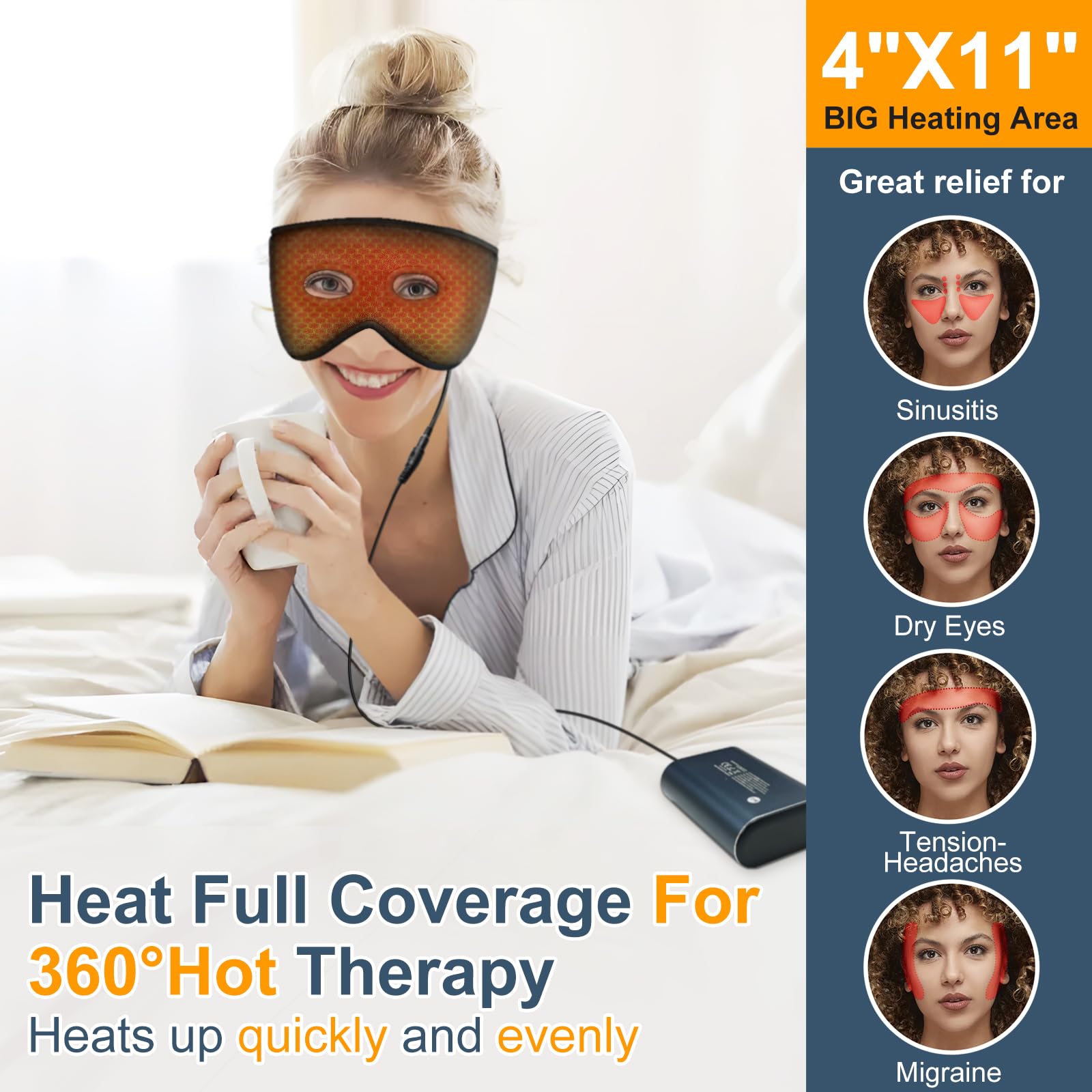 KOVNLO Sinus Pressure Relief Mask, USB Heated Migraine Mask