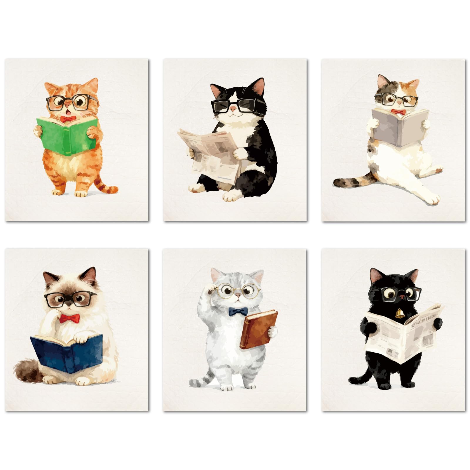 CREATCABIN 6 Styles Cat Swedish Dishcloths for Kitchen Cleaning Cloths for Tableware Cellulose Sponge Cloths Reusable Dish Rags Cleaning Towels No Odor Absorbent Cloths for Home Table 6.7x7.6Inch