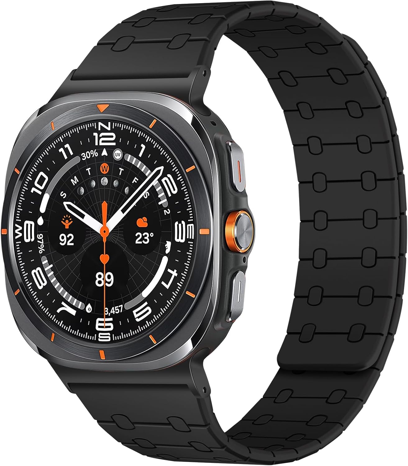 Amizee No Gap Band Compatible with Samsung Galaxy Watch Ultra (2025/2024) Band 47mm, 22mm Magnetic Sport Silicone Strap for Women Men, Black