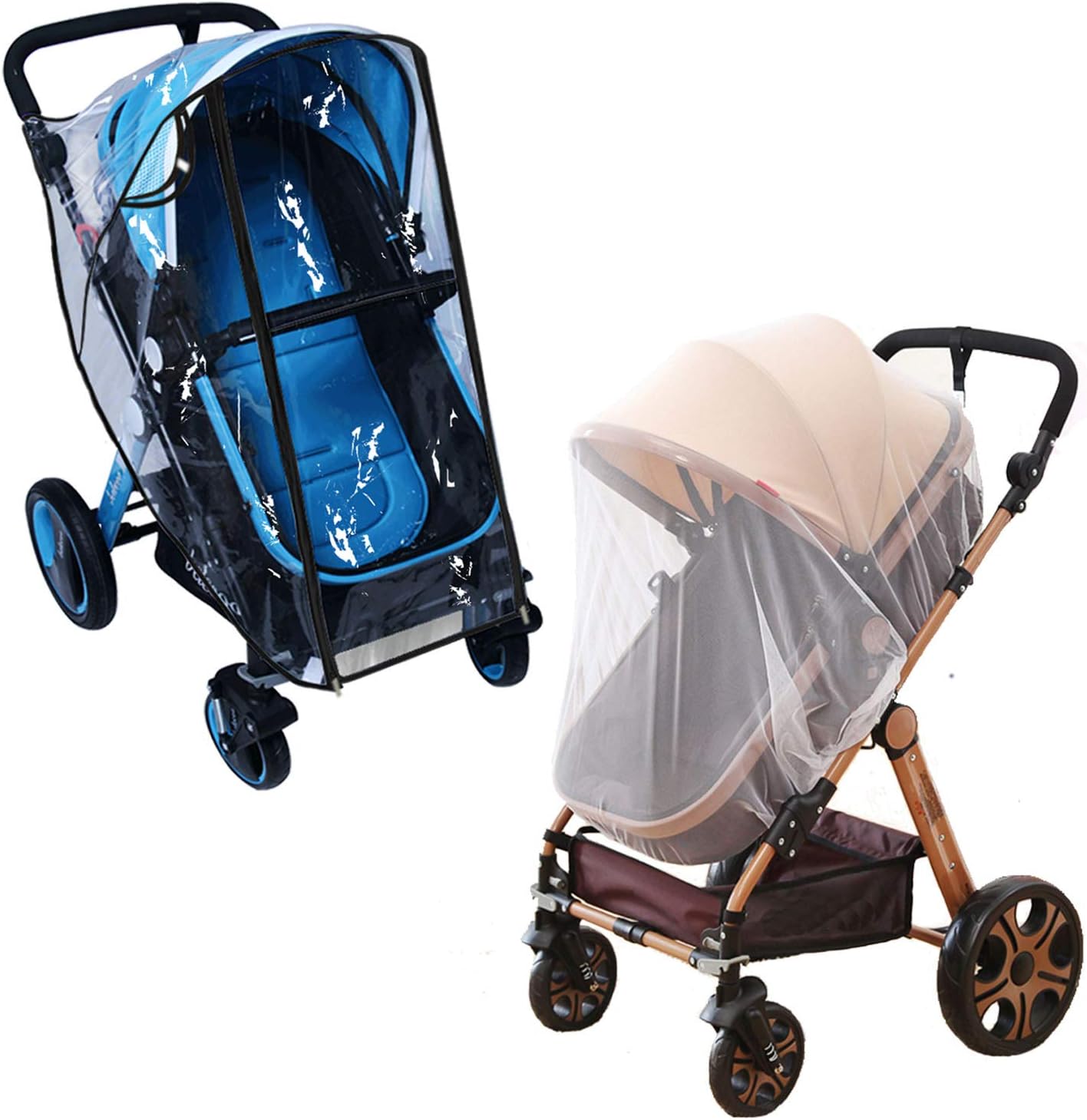 Stroller Rain Cover Baby Mosquito Net Universal Weather Shield Bug Net for Jogging Stroller Pushchair Buggy Pram Protect Baby from Rain Insect Wind Bug Snow Fly Shade Shield Netting Plastic