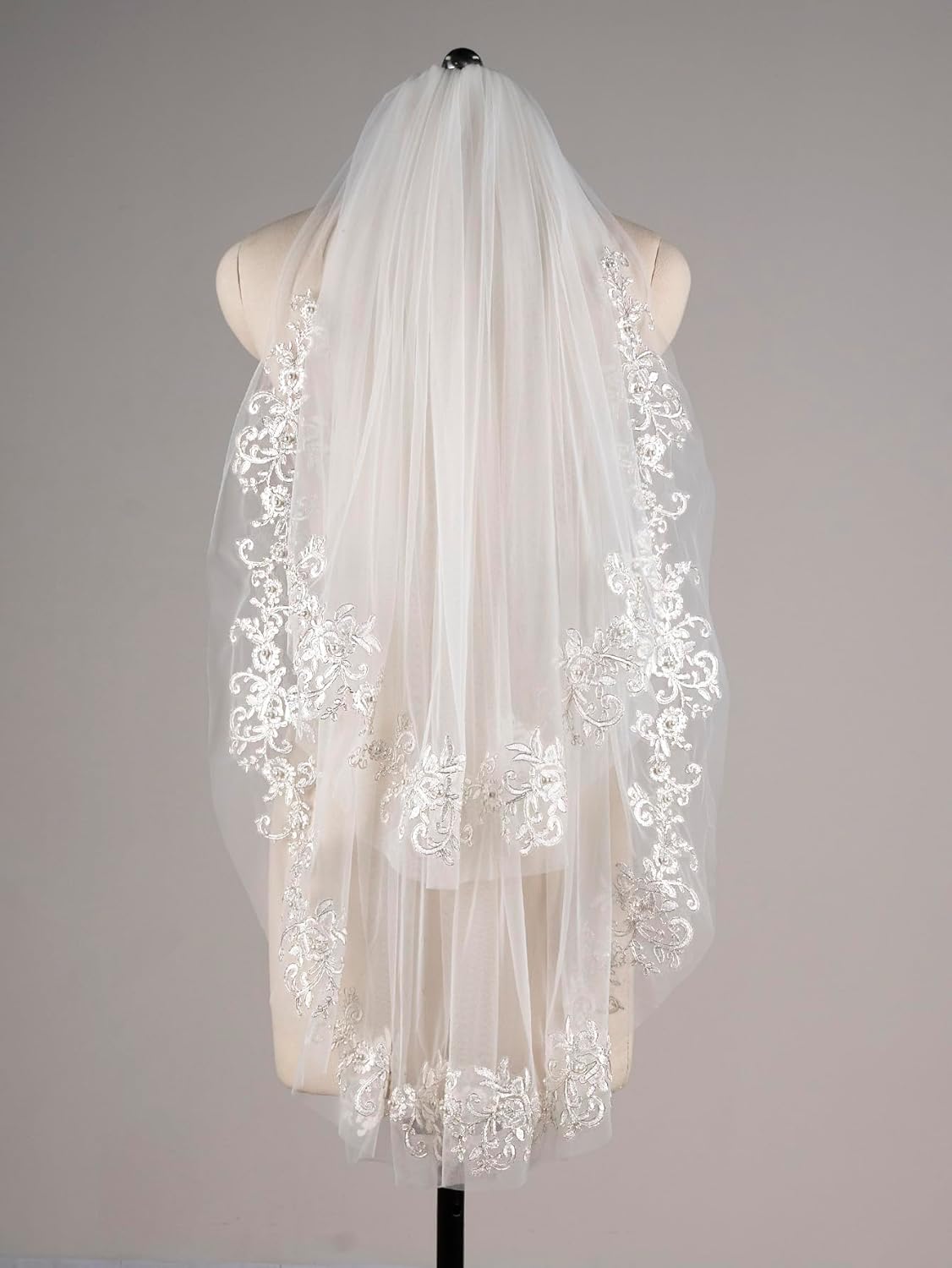 EllieHouse Women's Short 2 Tier Wedding Bridal Veil With Comb L24 - Image 5