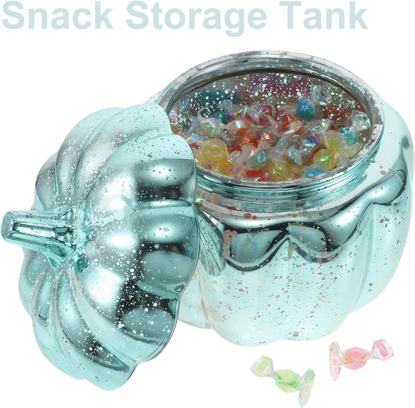 Glass Pumpkin Candy Jar with Lid, Pumpkin Shape Canister for Halloween and Fall Snack Storage, Decorative Glass Storage Container for Candy, Tea, Coffee, and Treats