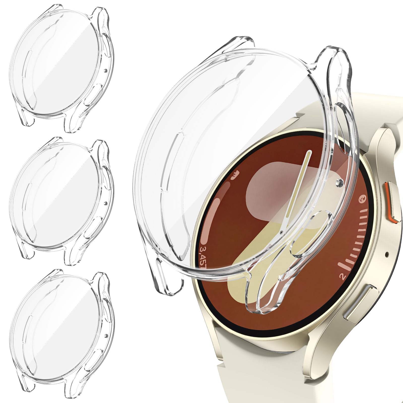 [3Pack] Kamita Case Compatible with Samsung Galaxy Watch 7 40mm, Soft TPU Bumper Cases with Screen Protector, Shockproof Full Coverage Protective Cover for Samsung Watch7 Accessories (Transparent*3)