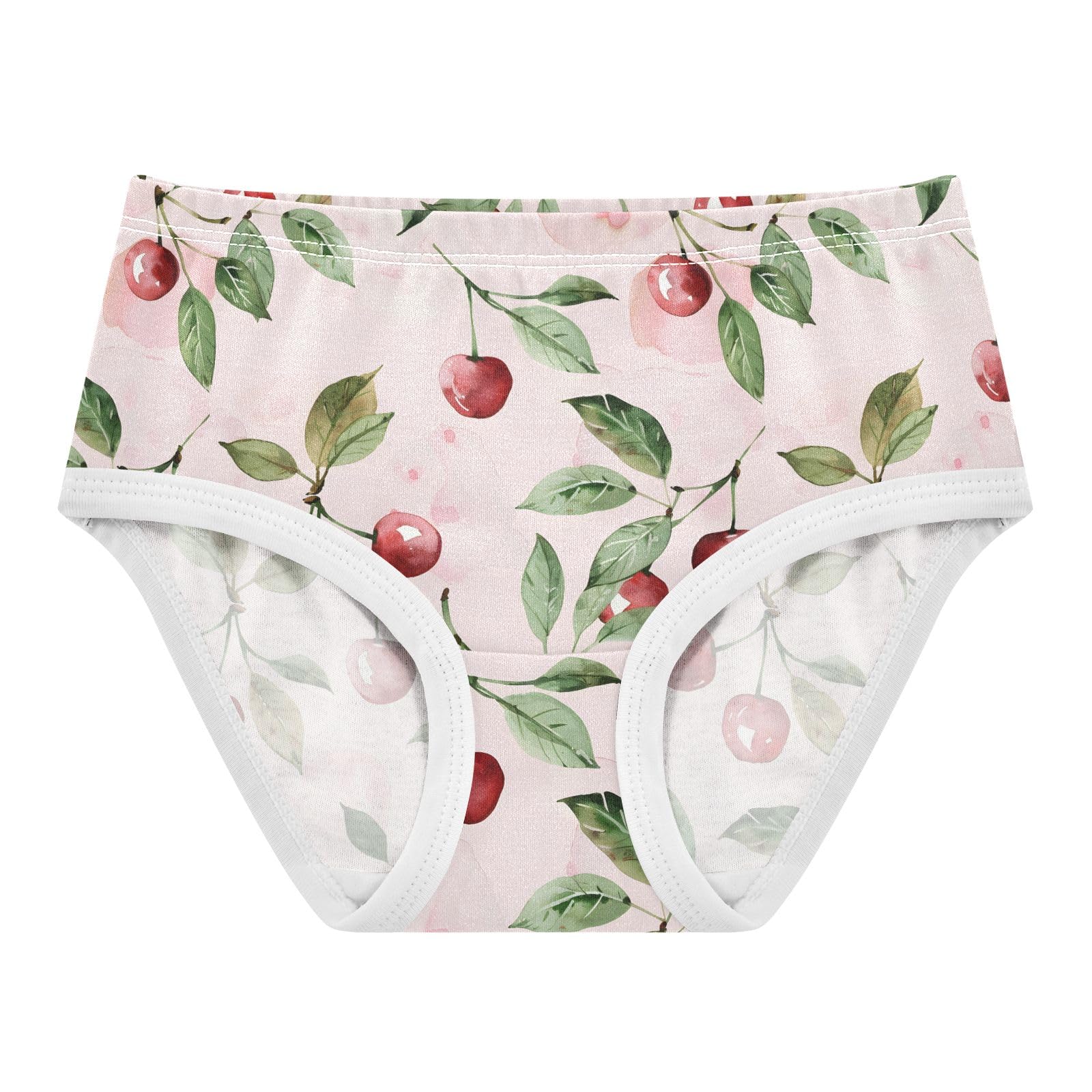 ALAZA Toddler Girls Cotton Hipster Underwear Soft Cherry Green Leaves 2 Pack 2T