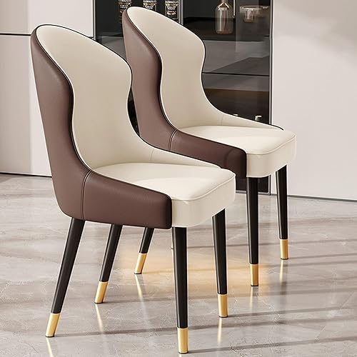 Miniatura 27 de JKGHK Dining Chairs Set of 2, Leather Living Room Chair, Upholstered Kitchen Chairs with Backrest, Armless Side Chair with Metal Leg, for Kitchen,