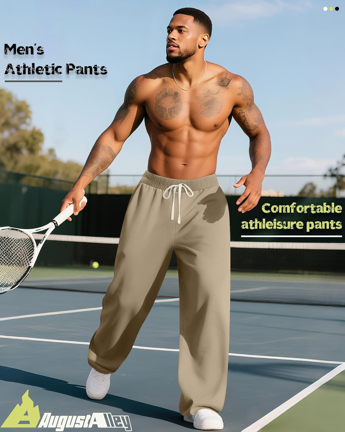 3 Pack Big and Tall Men's Sweatpants Open Bottom Athletic Pants Drawstring Elastic Waist with Pockets - Image 2