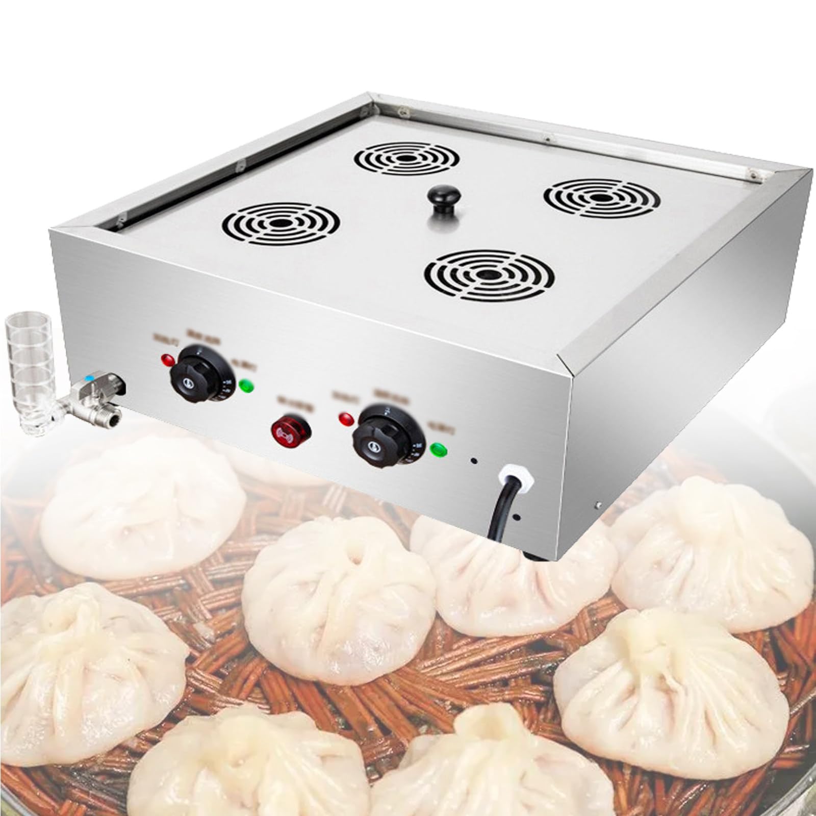 HTTGDGDH Steamed Buns Insulation, Commercial Steamed Buns Steamer, Electric Food Display Cabinet, Automatic Temperature Control Bread Display Cabinet, 4/6 Holes,