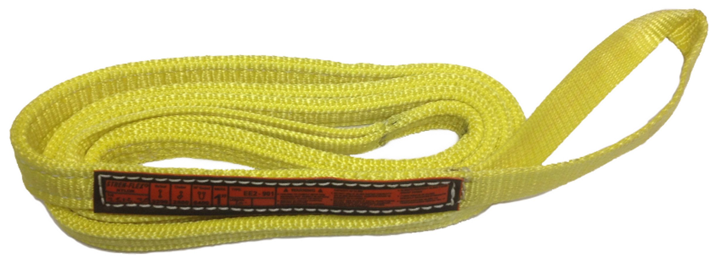 Stren-Flex EET1-901-6 Type 4 Heavy Duty Nylon Twisted Eye and Eye Web Sling, 1 Ply, 1600 lbs Vertical Load Capacity, 6' Length x 1