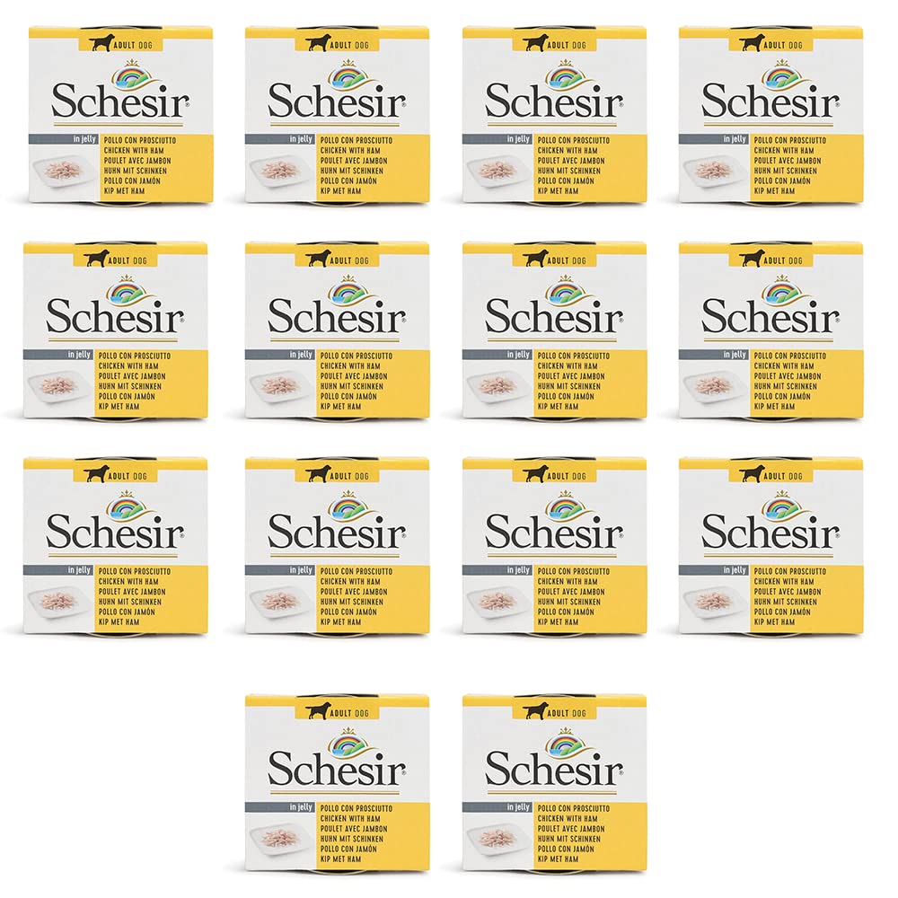 Schesir 67% Chicken Fillet with Ham in Jelly Canned Wet Dog Food - 150g Each - Pack of 14 (B0992L39FD) Amazon Price History, Amazon Price Tracker